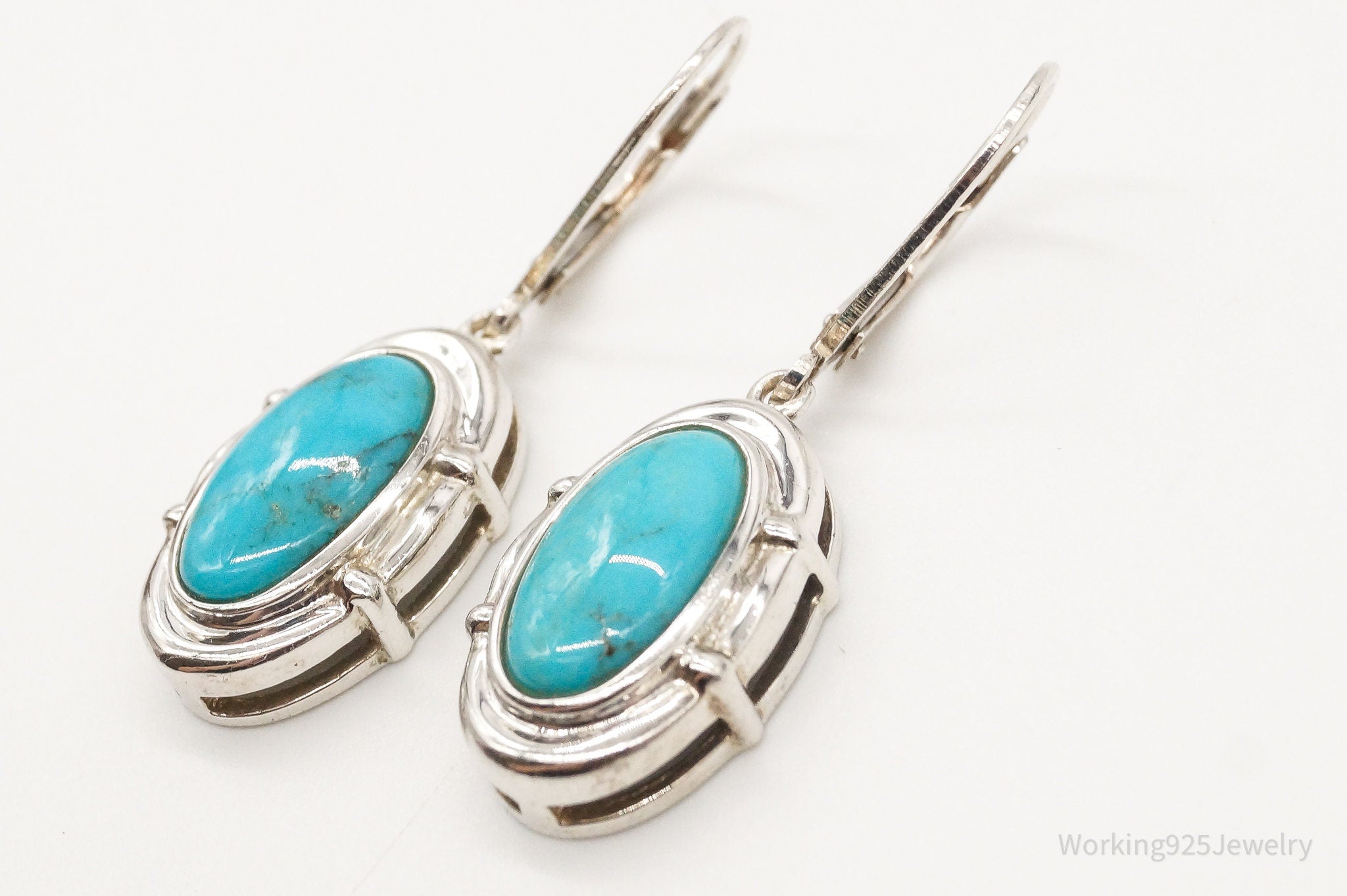 Vintage Designer Whitney Kelly WK Blue Turquoise Sterling Silver Earrings