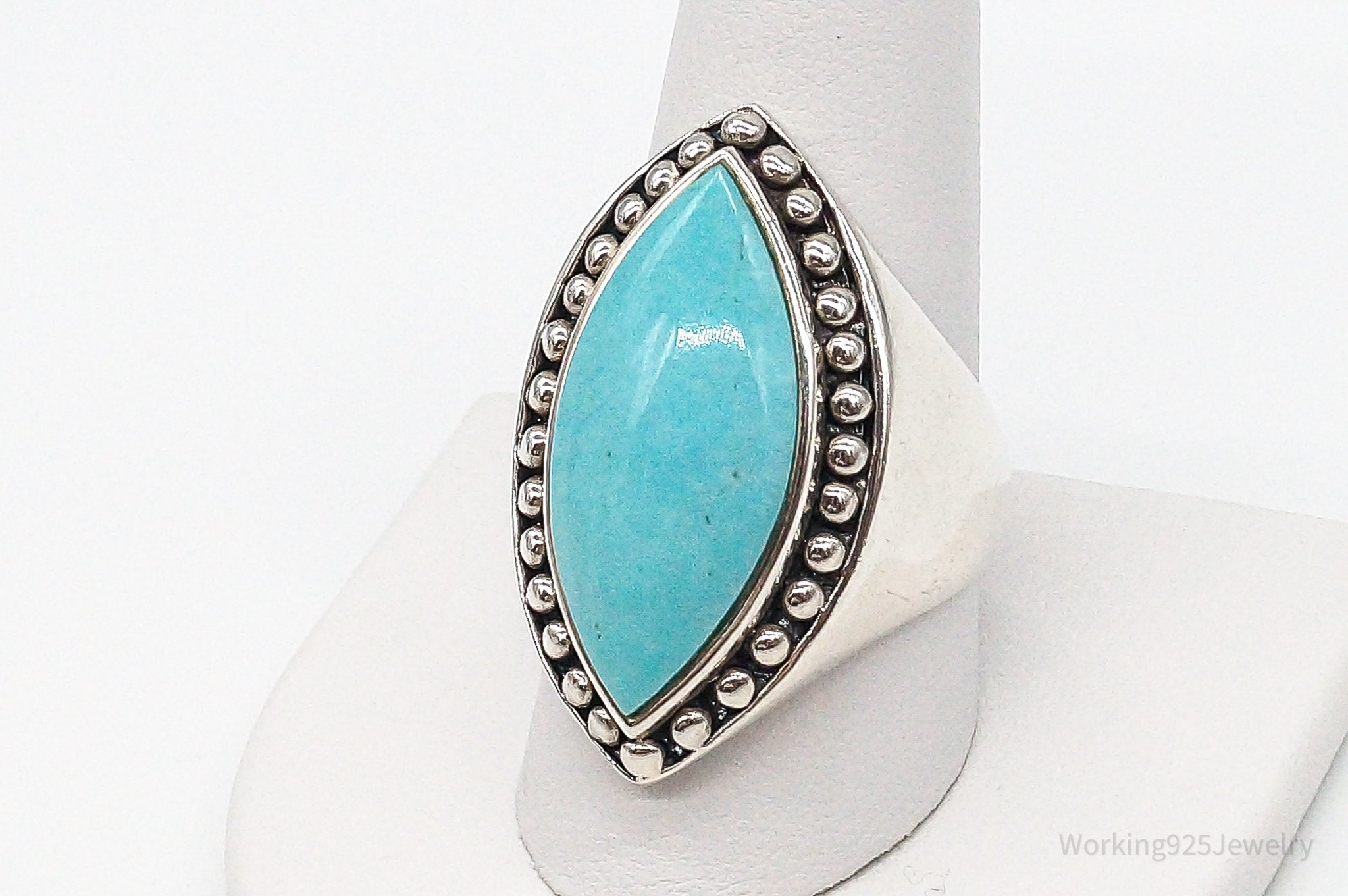 Designer SX Turquoise Sterling Silver Ring - Size 10