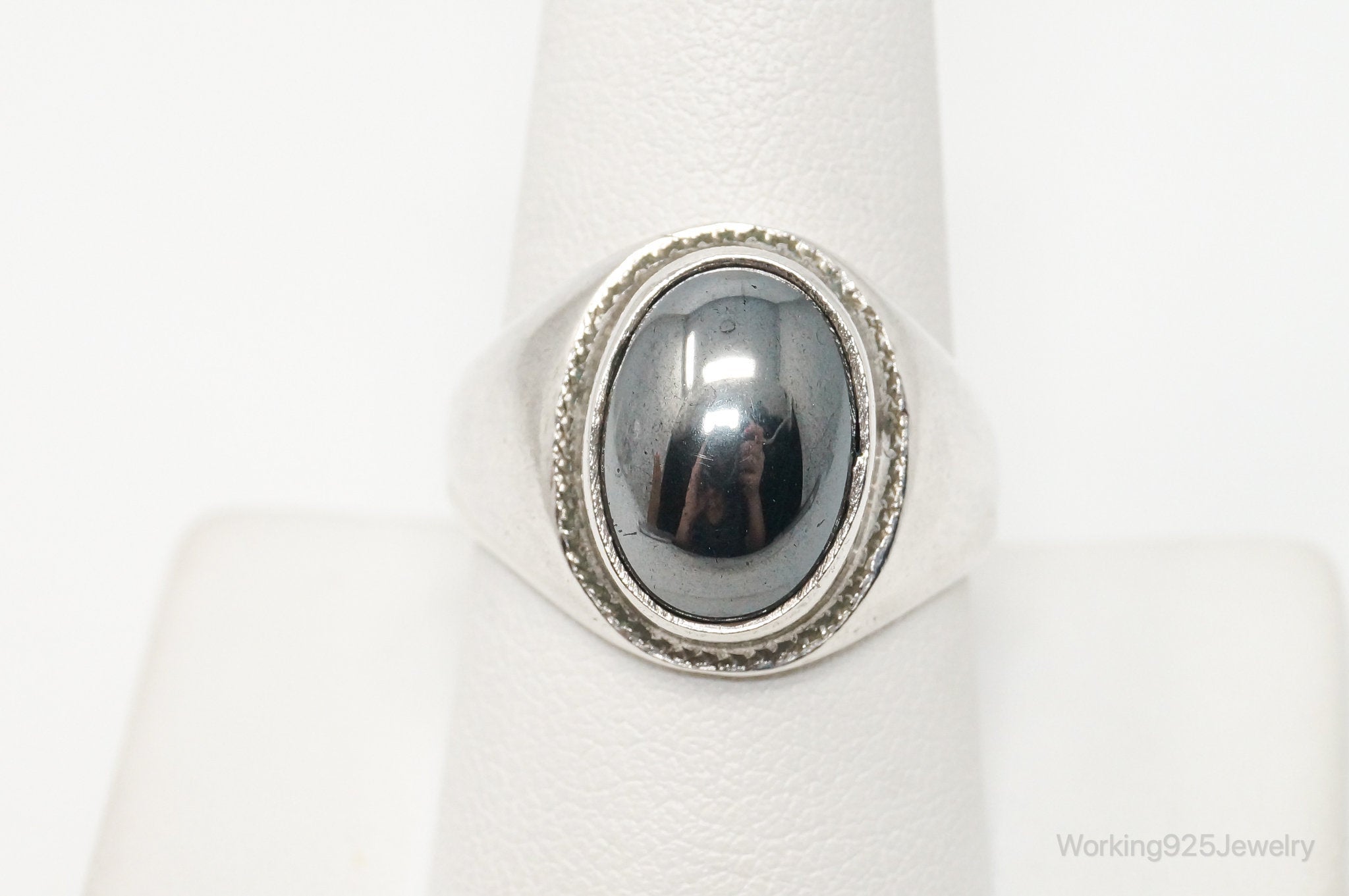 Vintage Hematite Sterling Silver Ring - Size 9.25