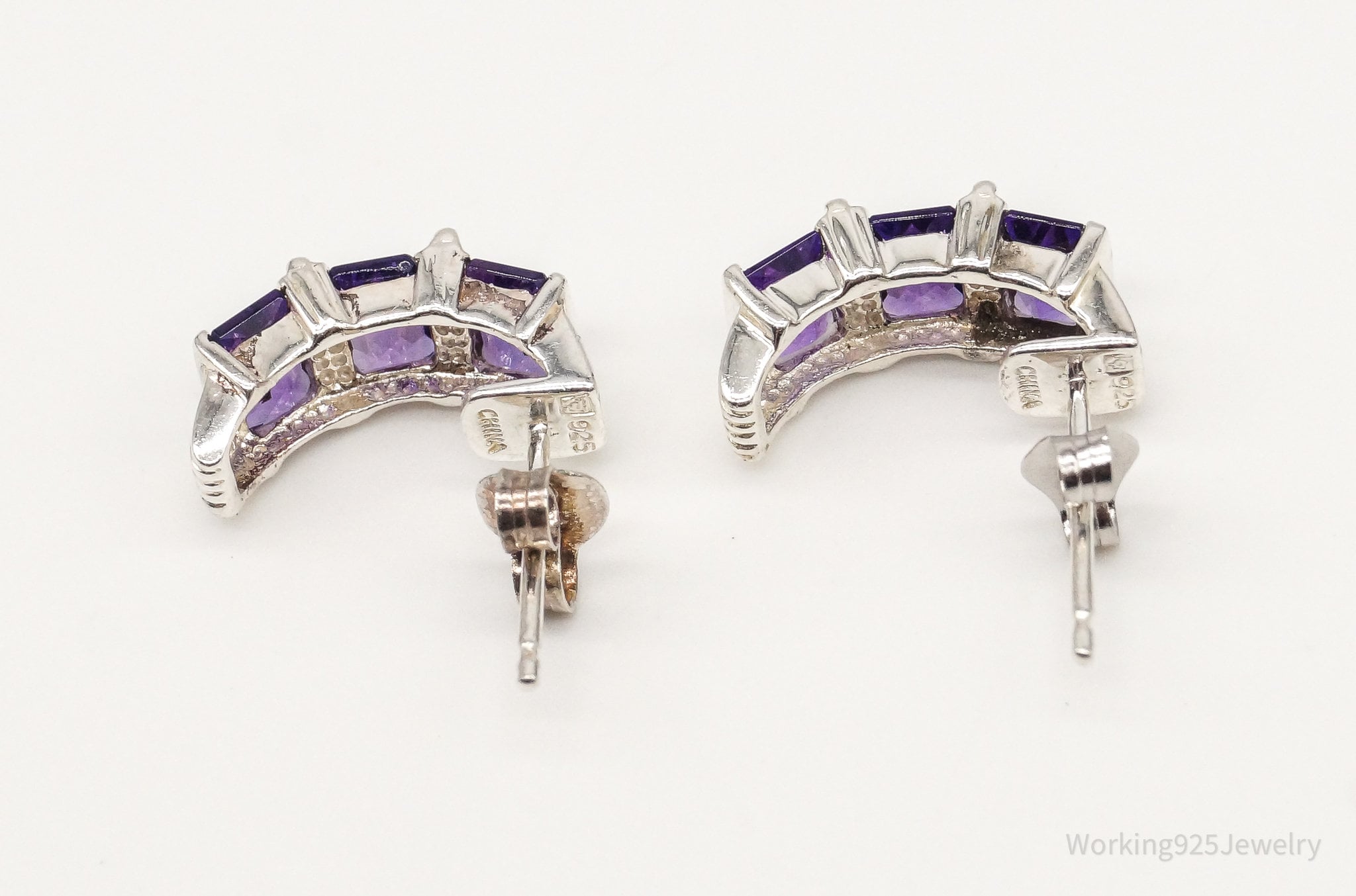 Vintage Amethyst Sterling Silver Earrings