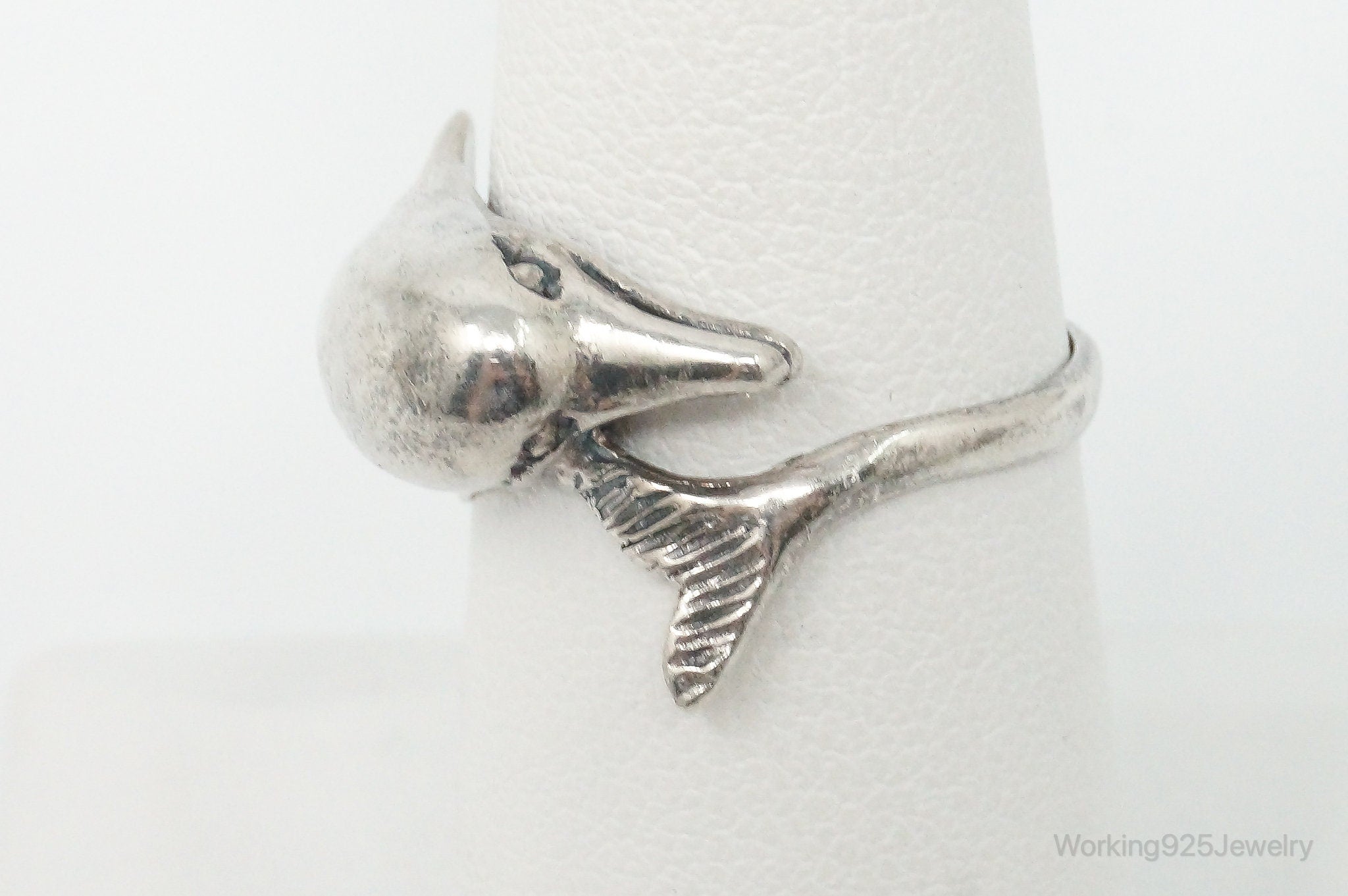 Vintage Dolphin Sterling Silver Wrap Ring - Size 7