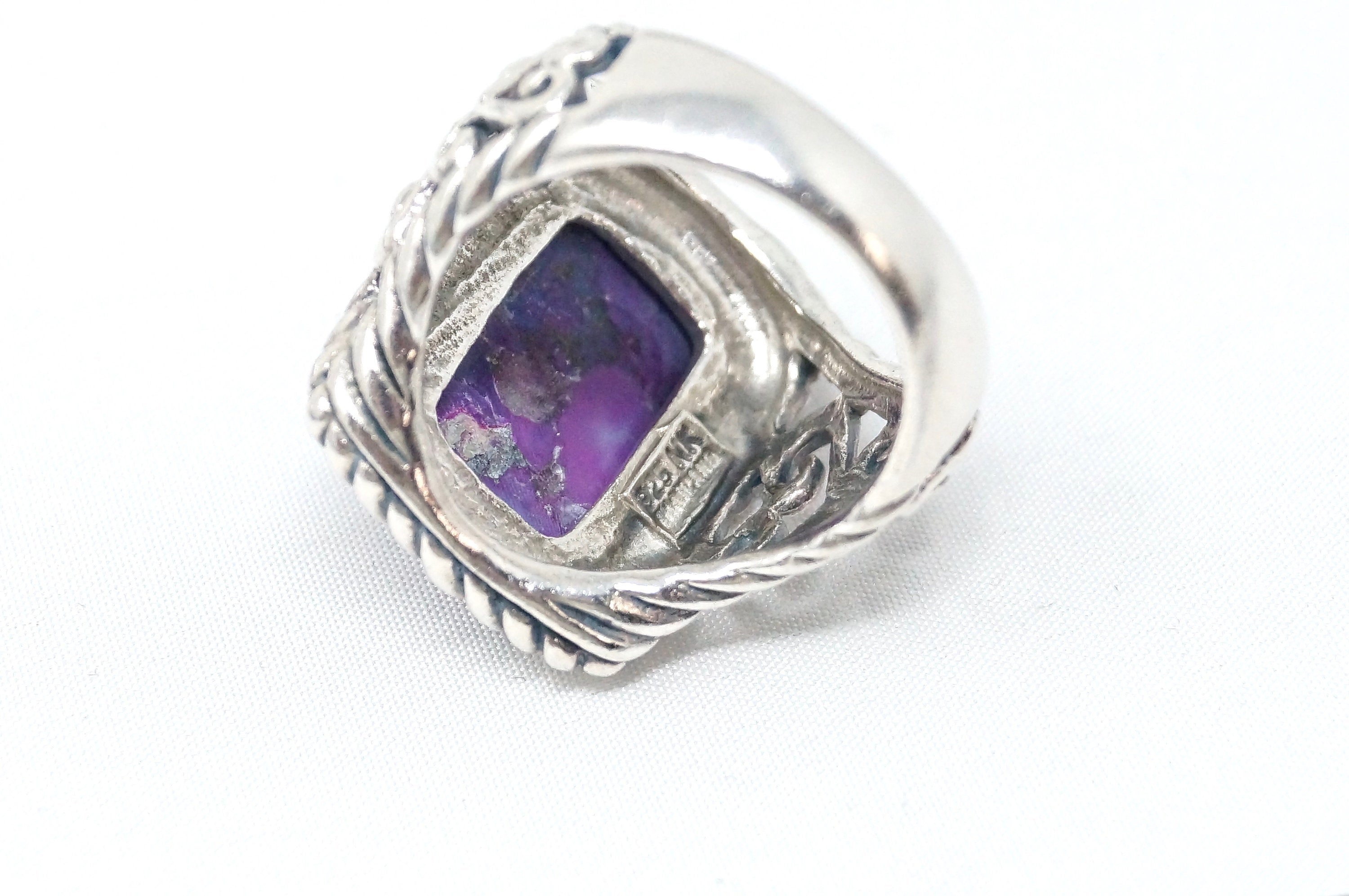 Designer NK Purple Mojave Turquoise Cable Design Statement Ring Sterling Sz 6.5