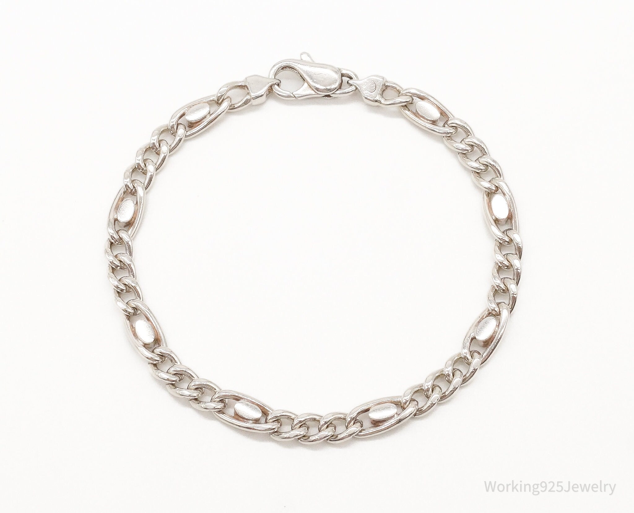 Vintage Italian Modernist Style Sterling Silver Link Bracelet