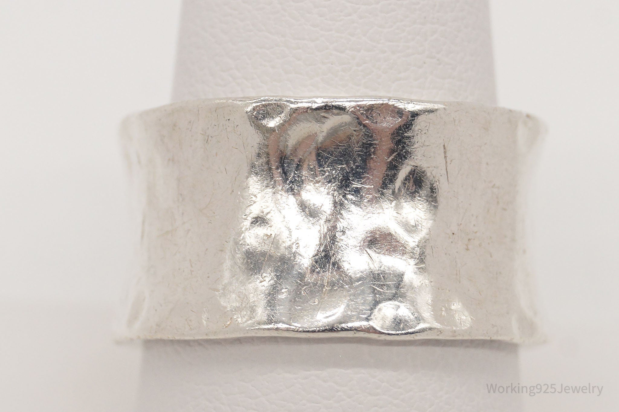 Vintage Hammered Style Sterling Silver Band Ring - Size 10.25