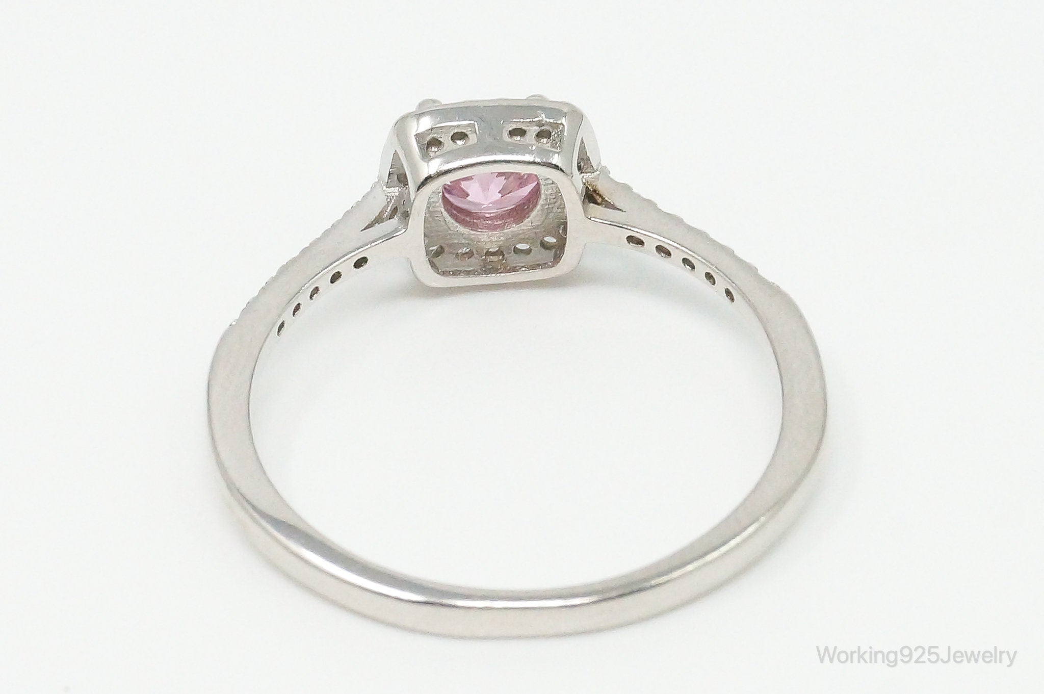 Pink Topaz Cubic Zirconia Sterling Silver Ring - Size 10.75