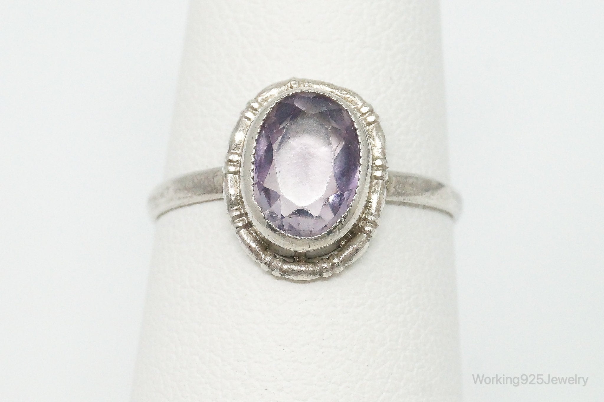 Antique Amethyst 835 Silver Ring - Size 7.75