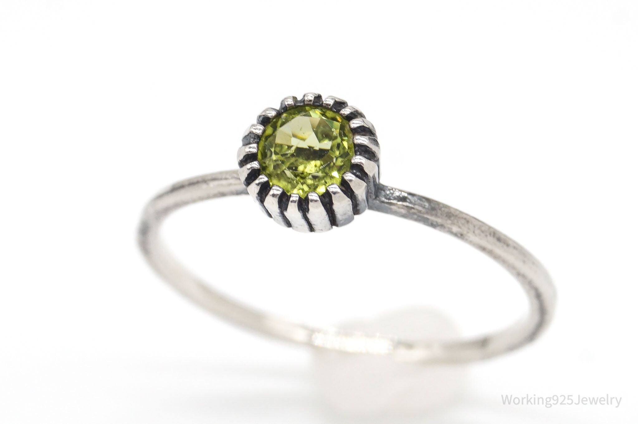 Vintage Israel Designer Paz PZ Peridot Sterling Silver Ring - Size 10