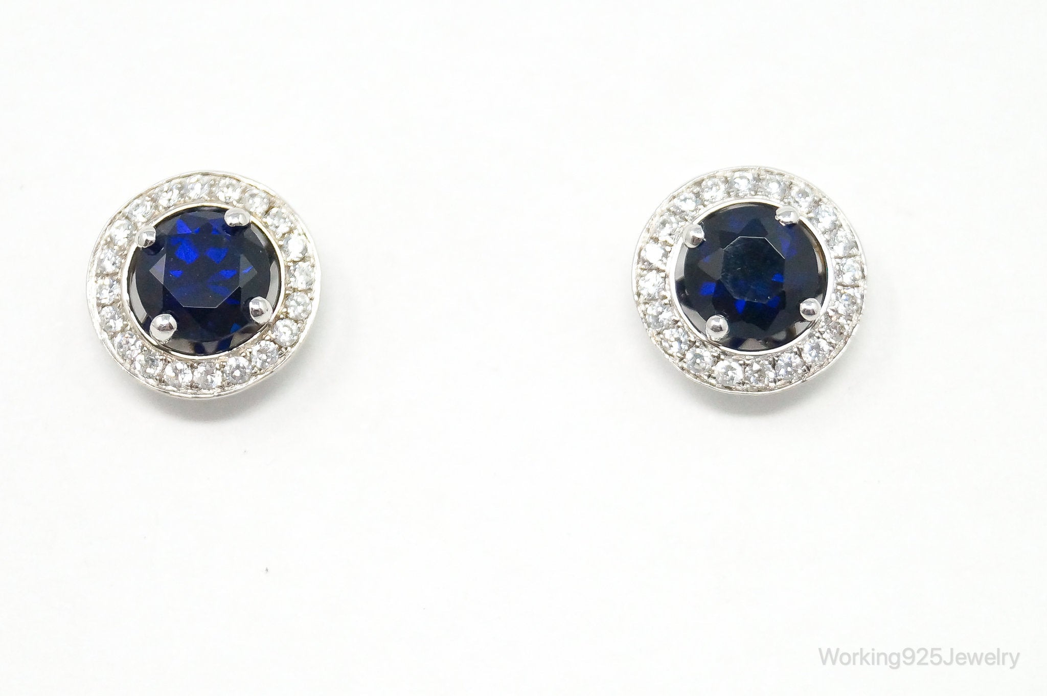 Designer Sapphire Cubic Zirconia Sterling Silver Earrings