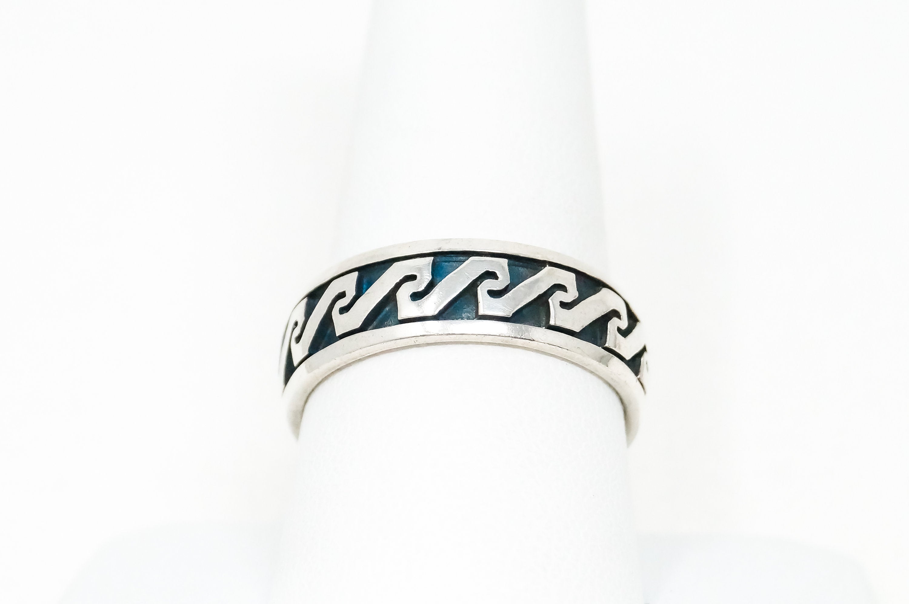 Vintage Designer PSCL Oxidized Design Sterling Silver Band Ring - Sz 10