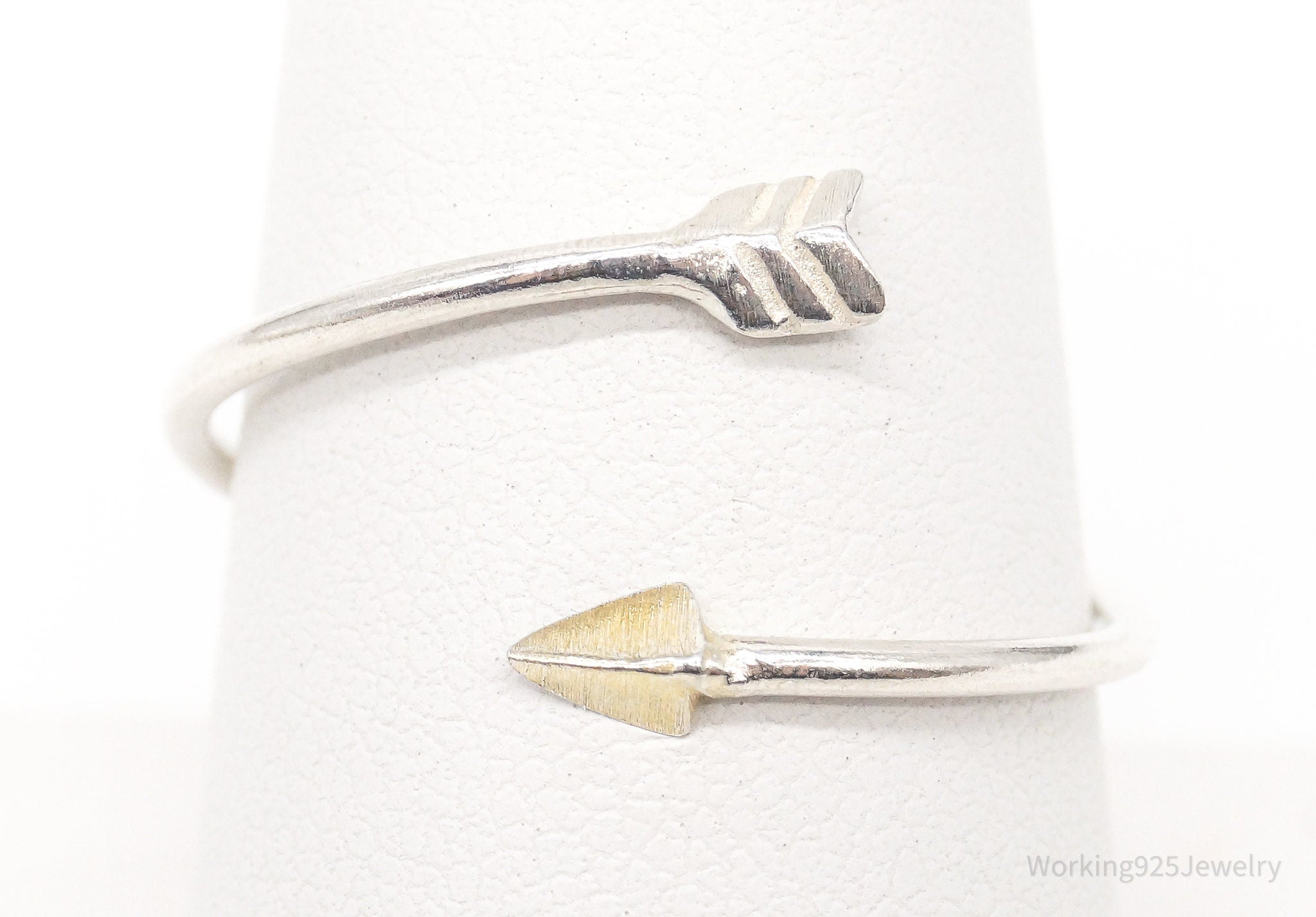 Vintage Arrow Gold Vermeil Sterling Silver Wrap Ring - Size 8.75 Adjustable
