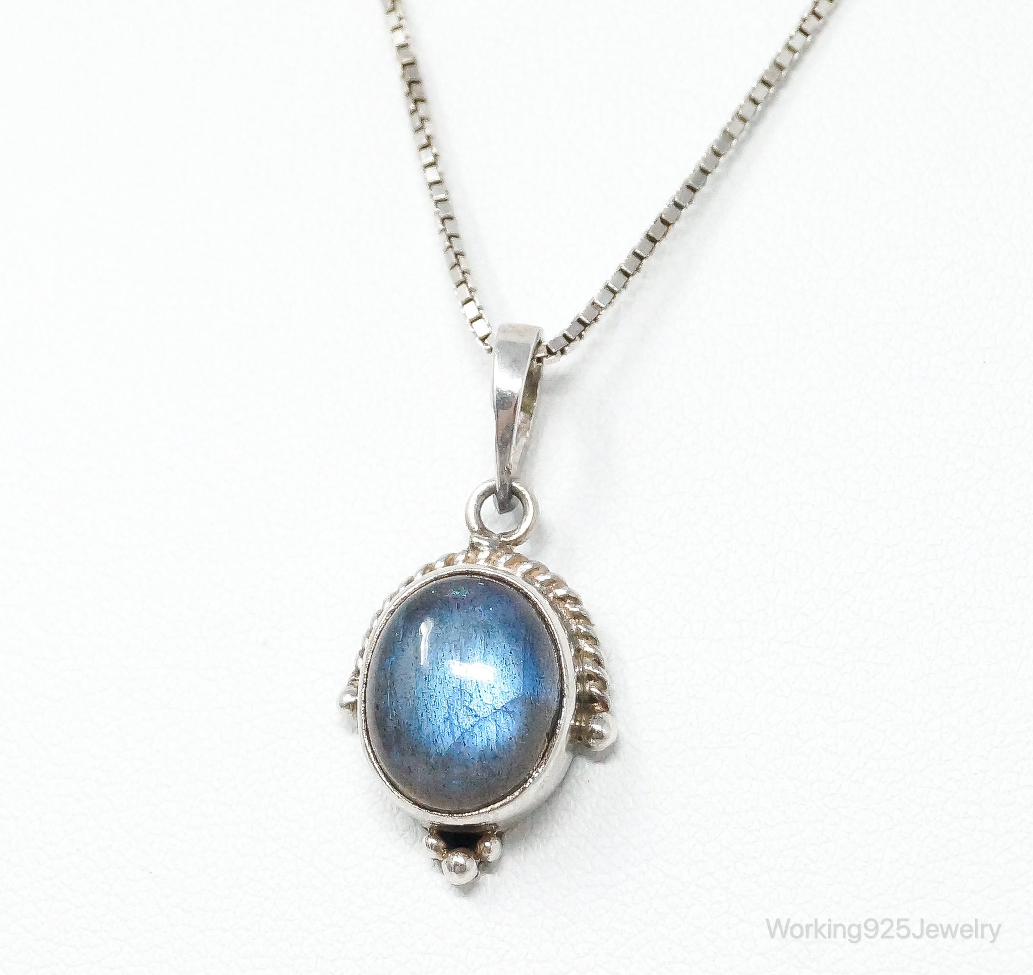 Vintage Labradorite Sterling Silver Necklace