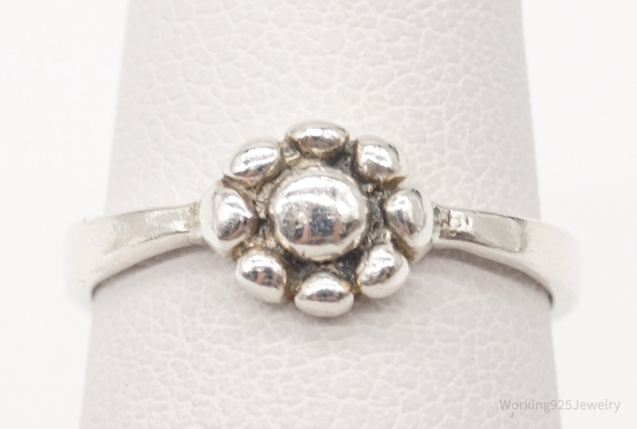 Vintage Flower Sterling Silver Ring - Size 4.25