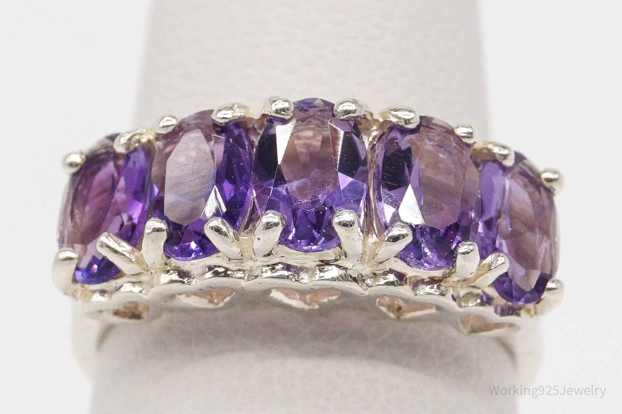 Vintage CNA Amethyst Sterling Silver Ring - Size 4.75