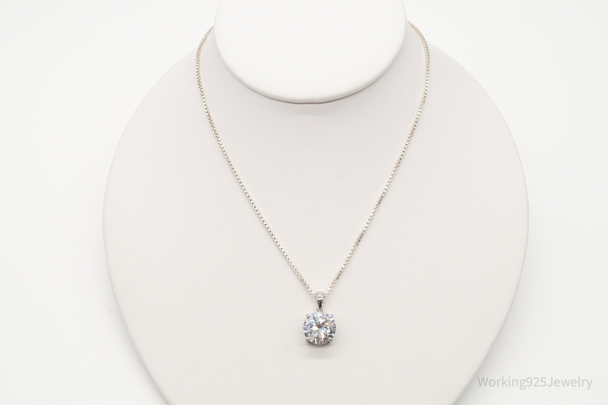 Vintage Large Cubic Zirconia Sterling Silver Necklace
