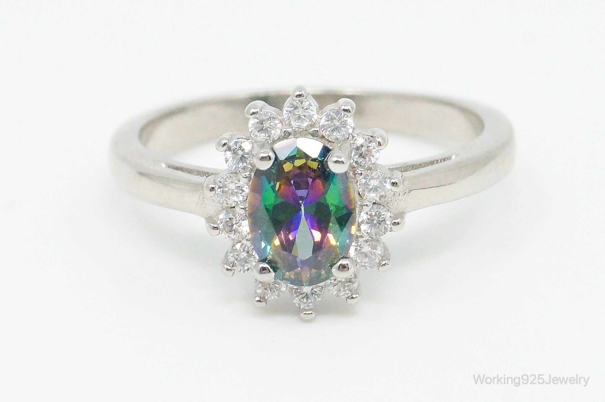 Mystic Topaz Cubic Zirconia Sterling Silver Ring - Size 6.75