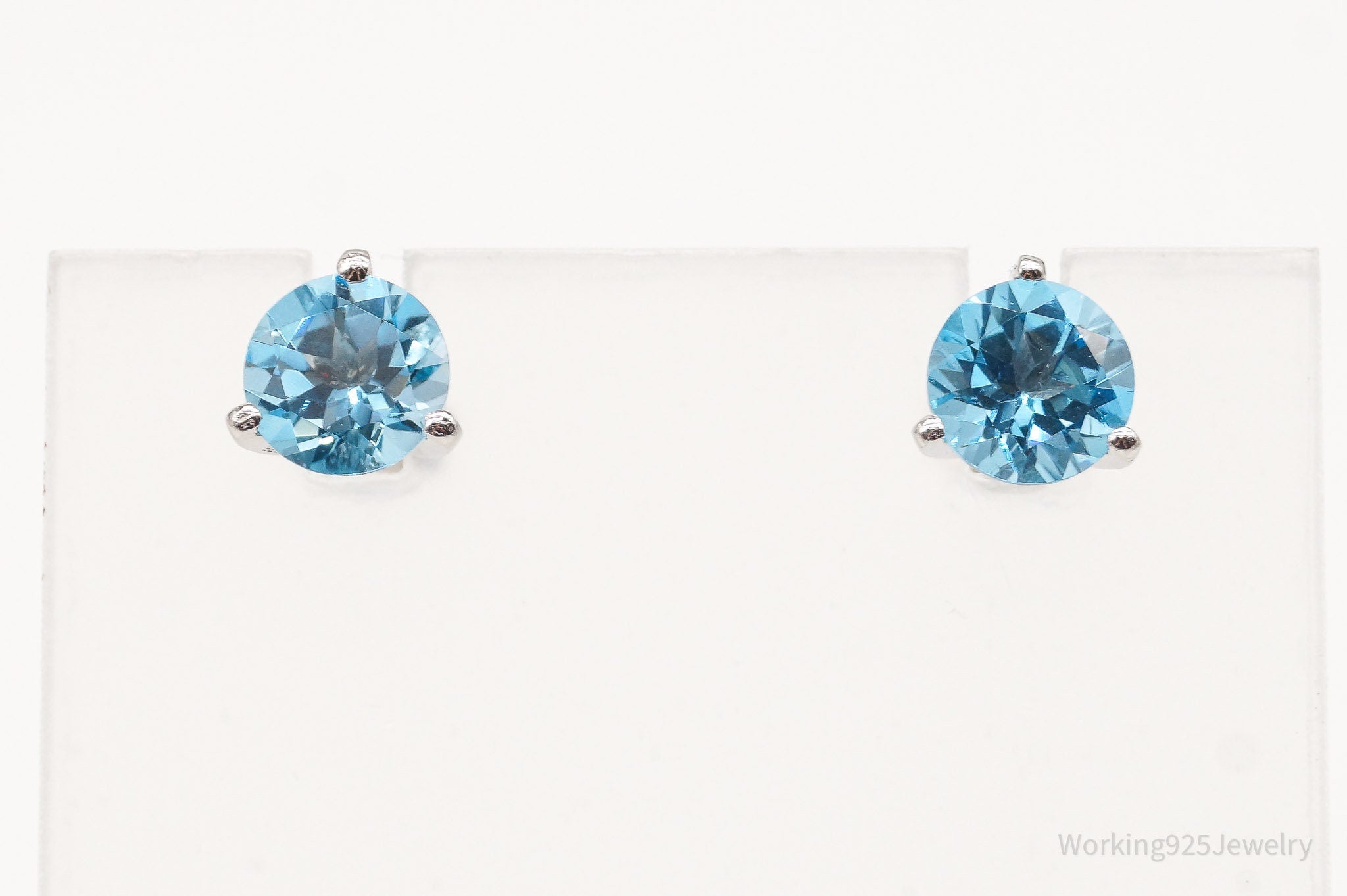 Vintage Blue Topaz Sterling Silver Earrings