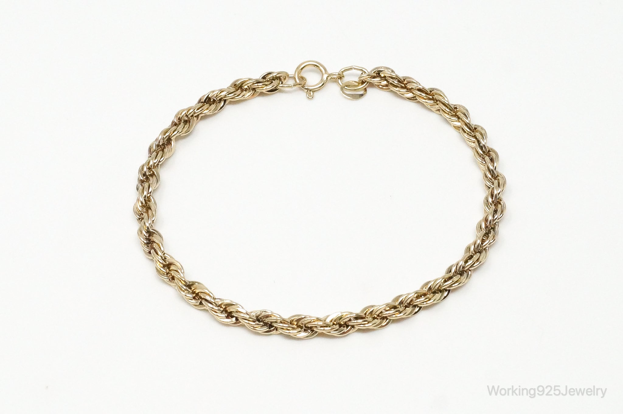 Rare Vintage Danecraft Rope Chain Gold Vermeil Sterling Silver Bracelet