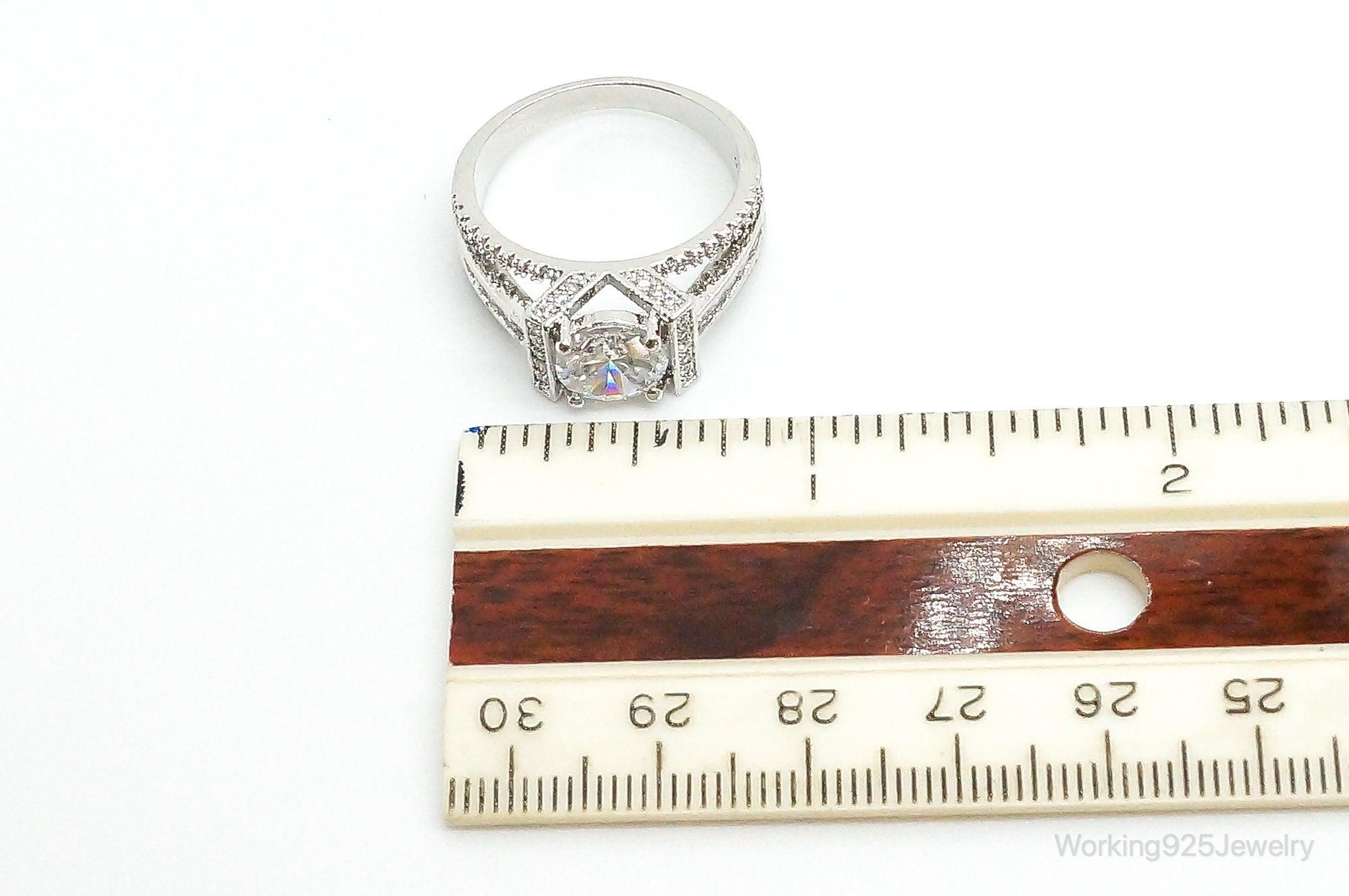 Cubic Zirconia Sterling Silver Ring - Size 9.75