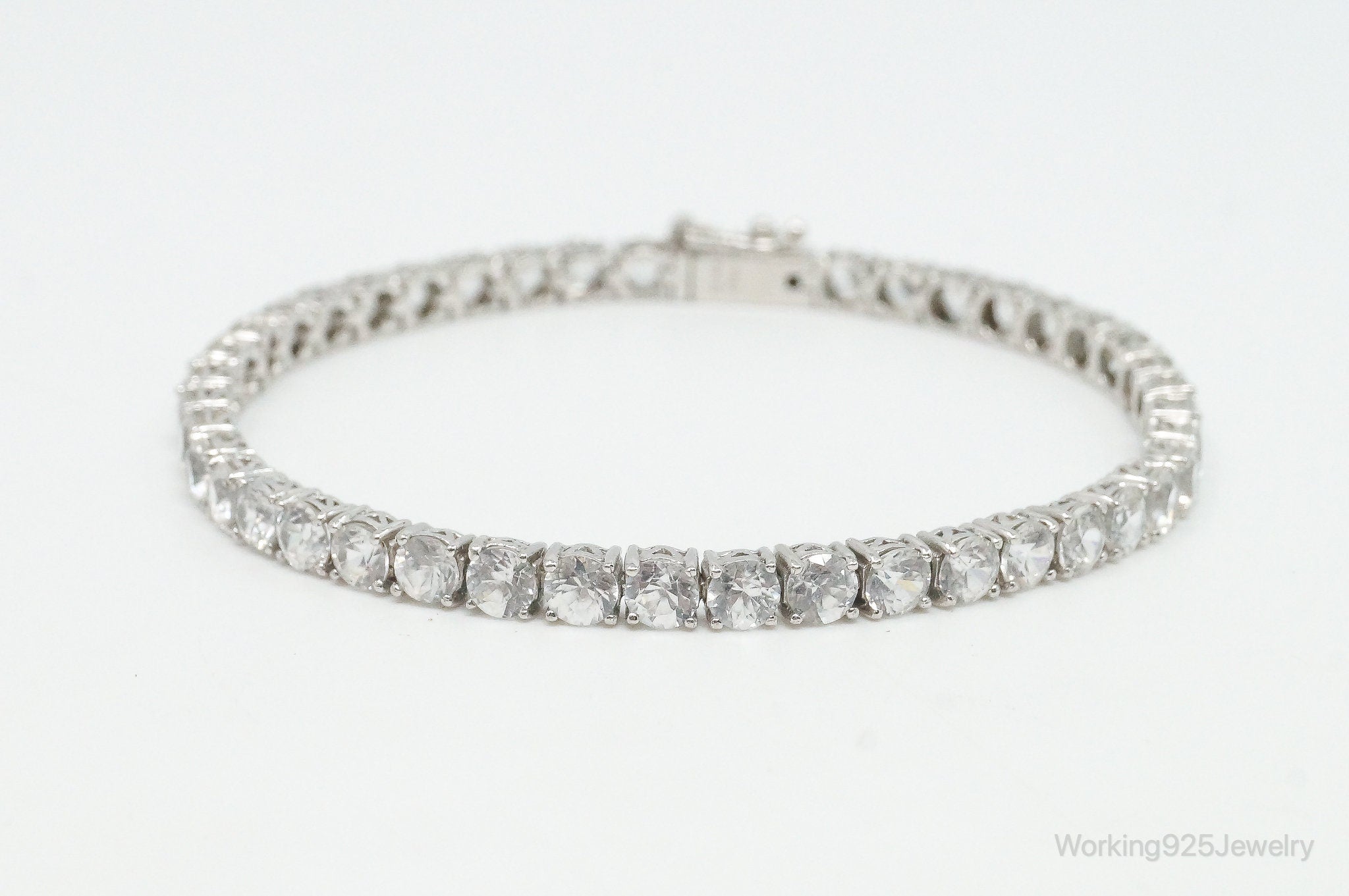 Vintage Designer PJC Classic Cubic Zirconia Sterling Silver Tennis Bracelet