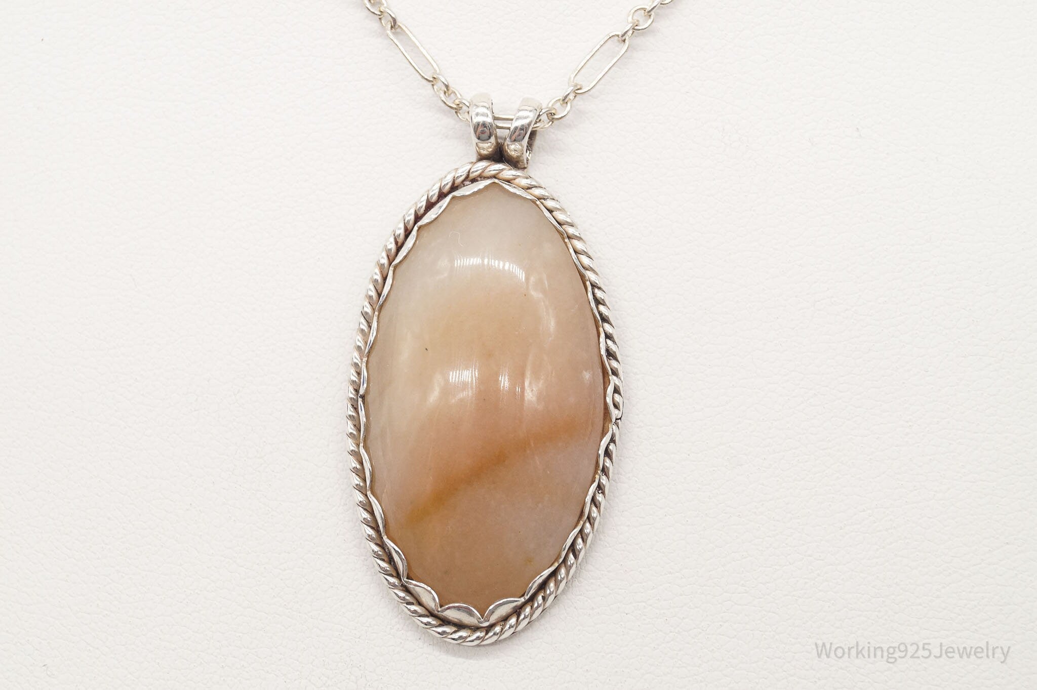 Antique Large Agate Sterling Silver Necklace