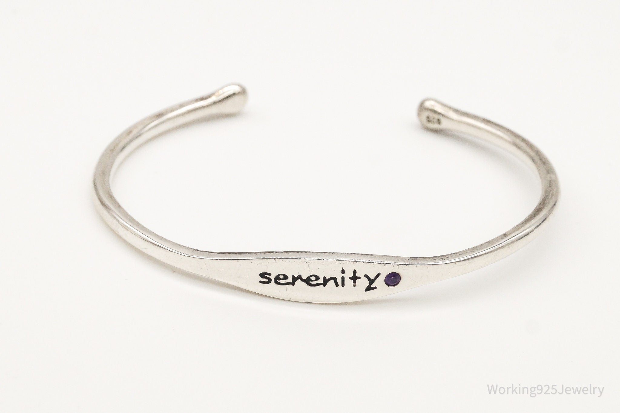 Serenity Prayer Amethyst Sterling Silver Cuff Bracelet