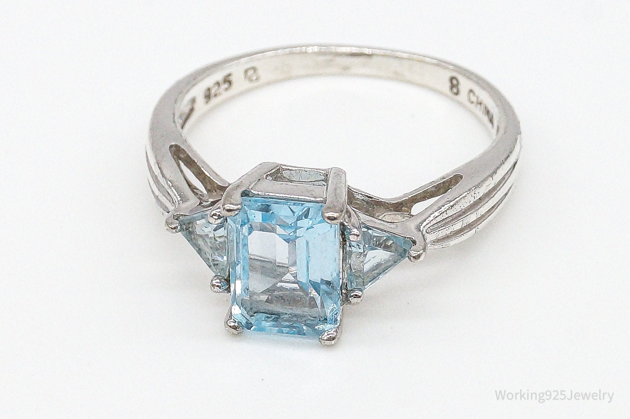 Vintage Blue Topaz Sterling Silver Ring - Size 8