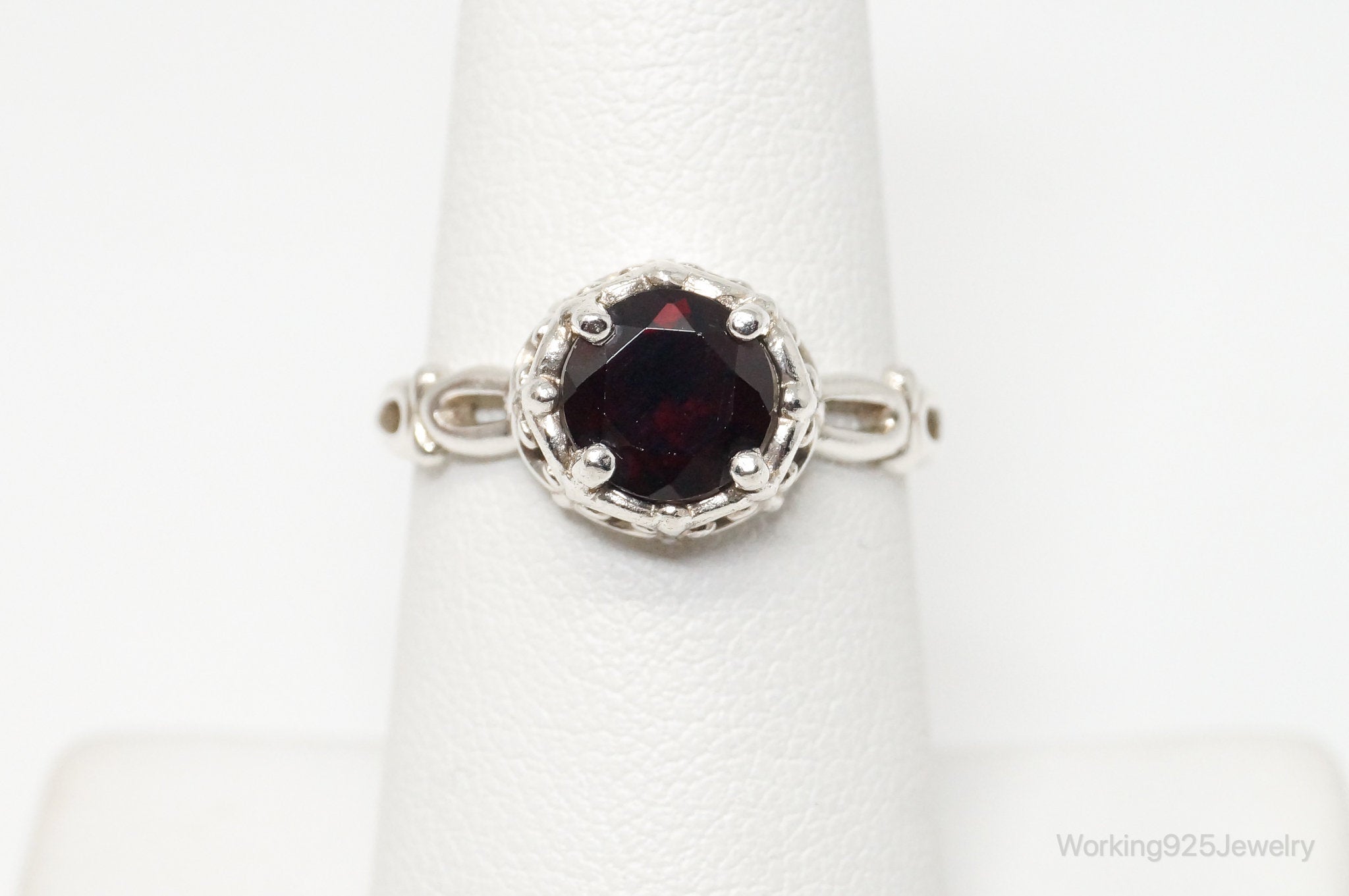 Vintage Designer Boma Garnet Sterling Silver Ring - SZ 7