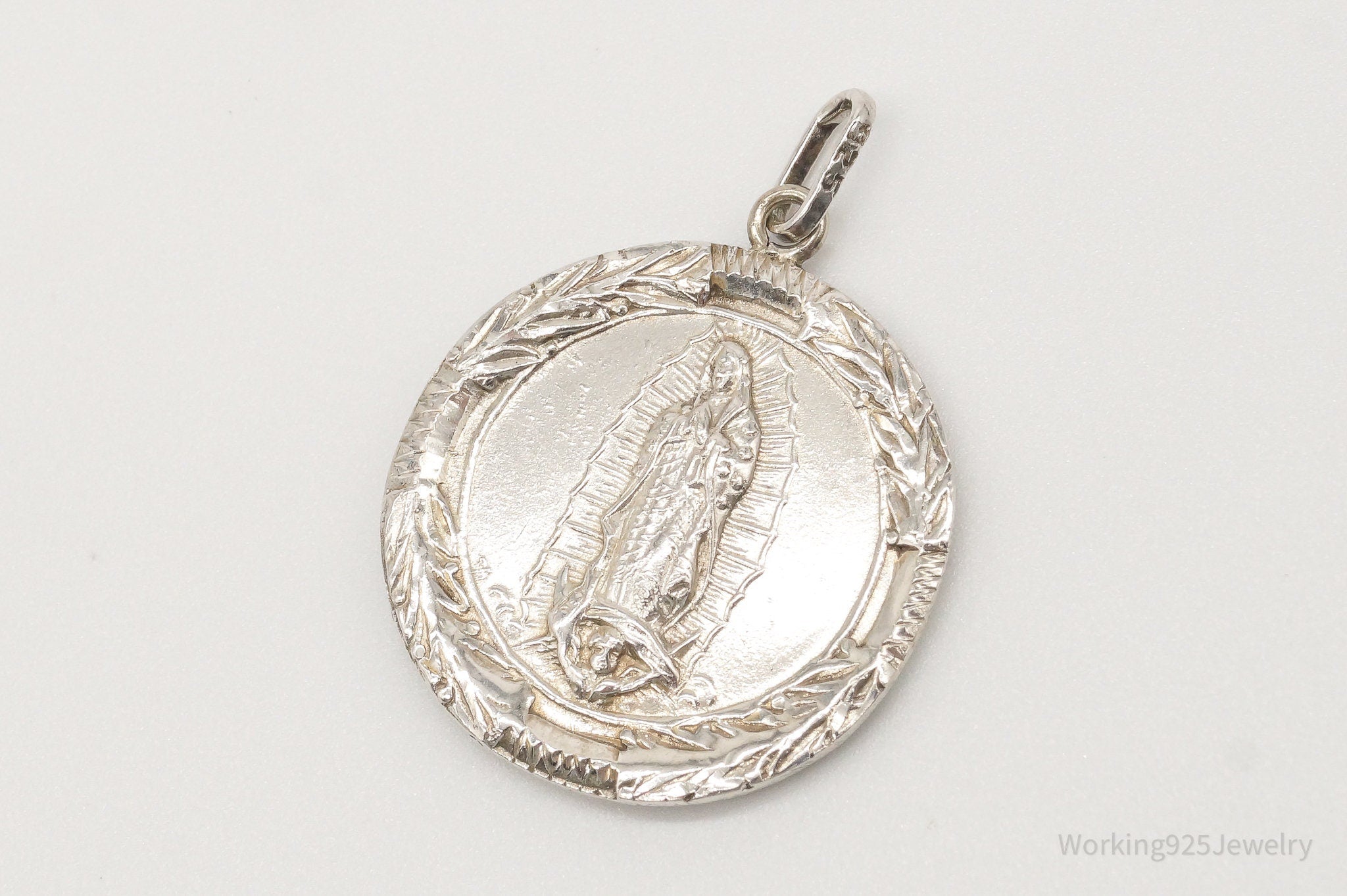 Antique Mother Mary Jesus Sterling Silver Pendant