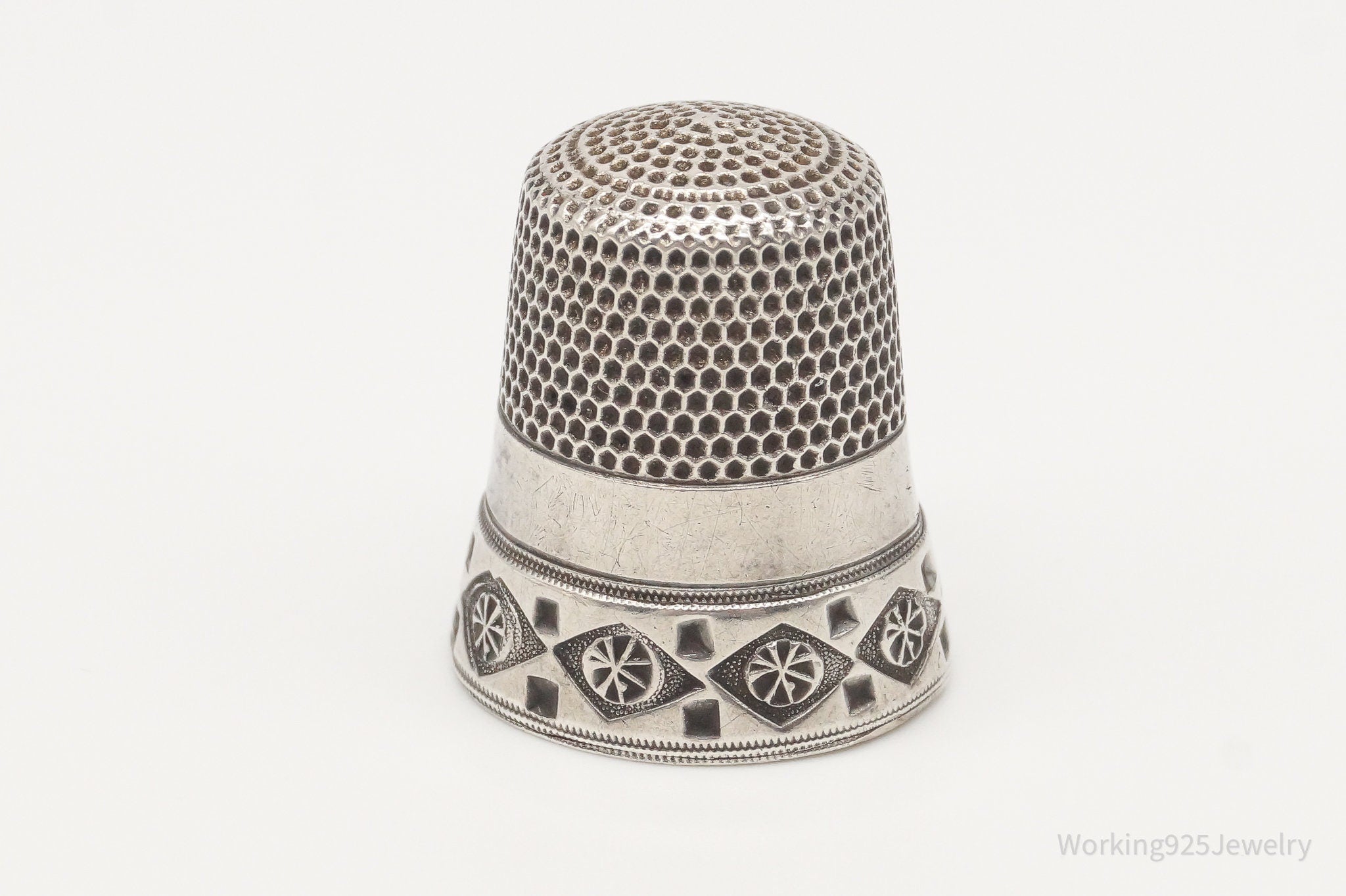 Antique Simons Bros & Co Dome Sterling Silver Thimble Size 12