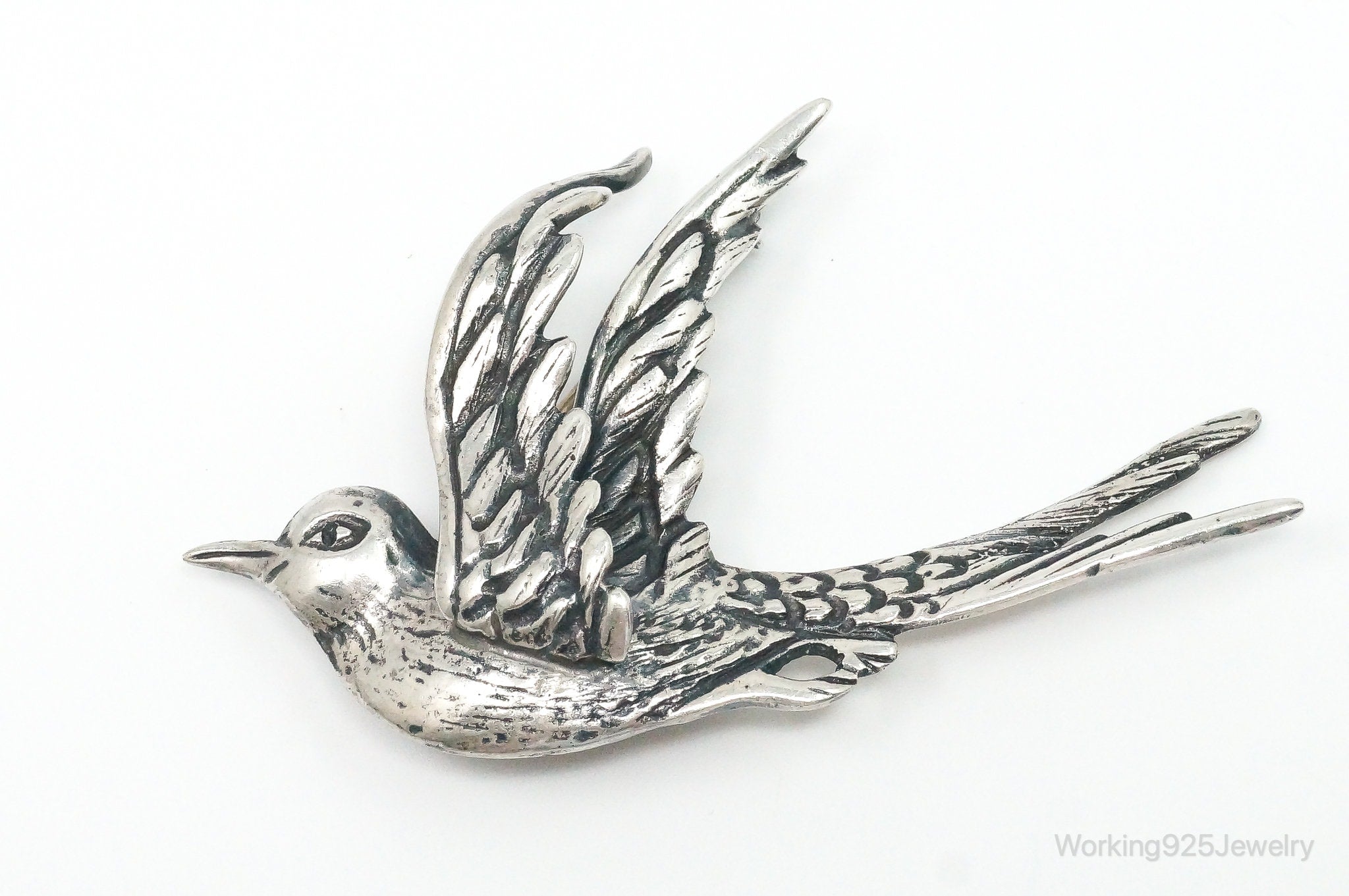 Rare Large Vintage Designer DUNEZ Bird Sterling Silver Brooch Pin