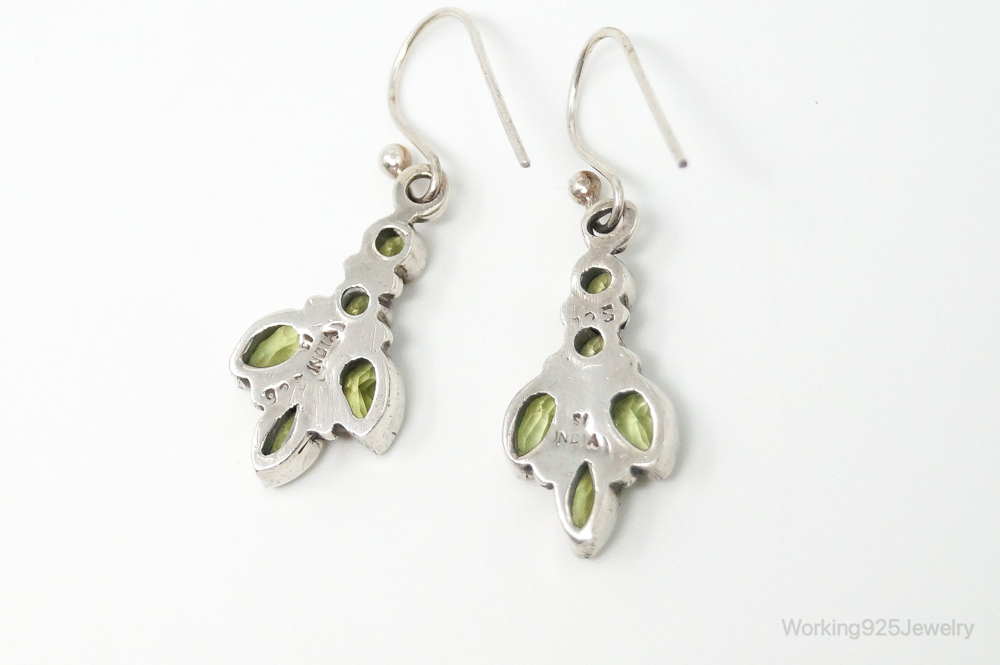 Vintage India Designer Peridot Sterling Silver Earrings