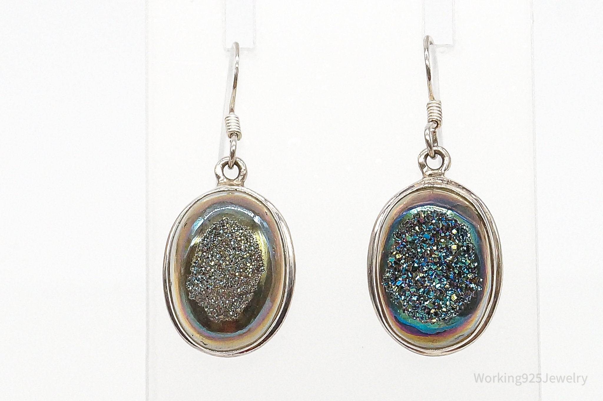 Vintage Druzy Quartz Sterling Silver Earrings