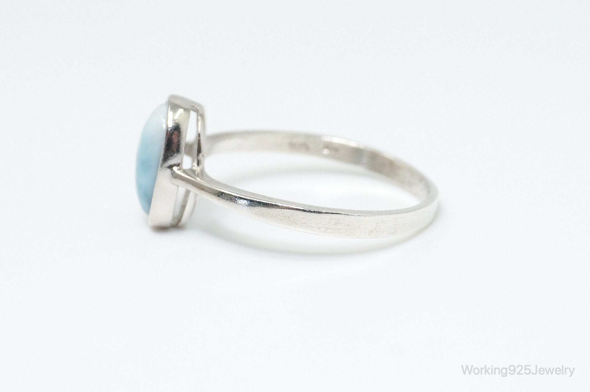 Vintage Blue Larimar Sterling Silver Ring - Size 9.75