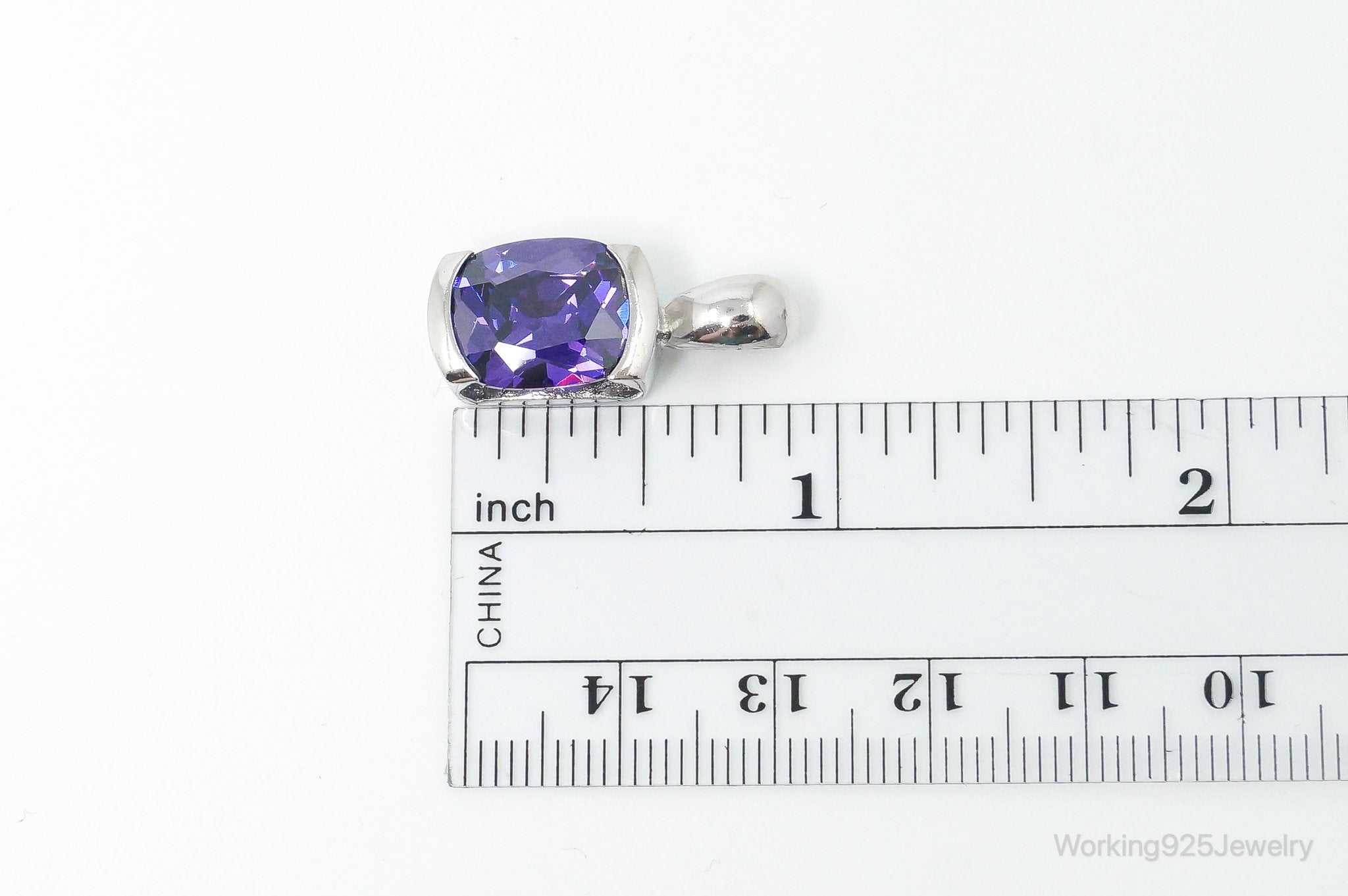 Vintage Amethyst Sterling Silver Necklace Pendant