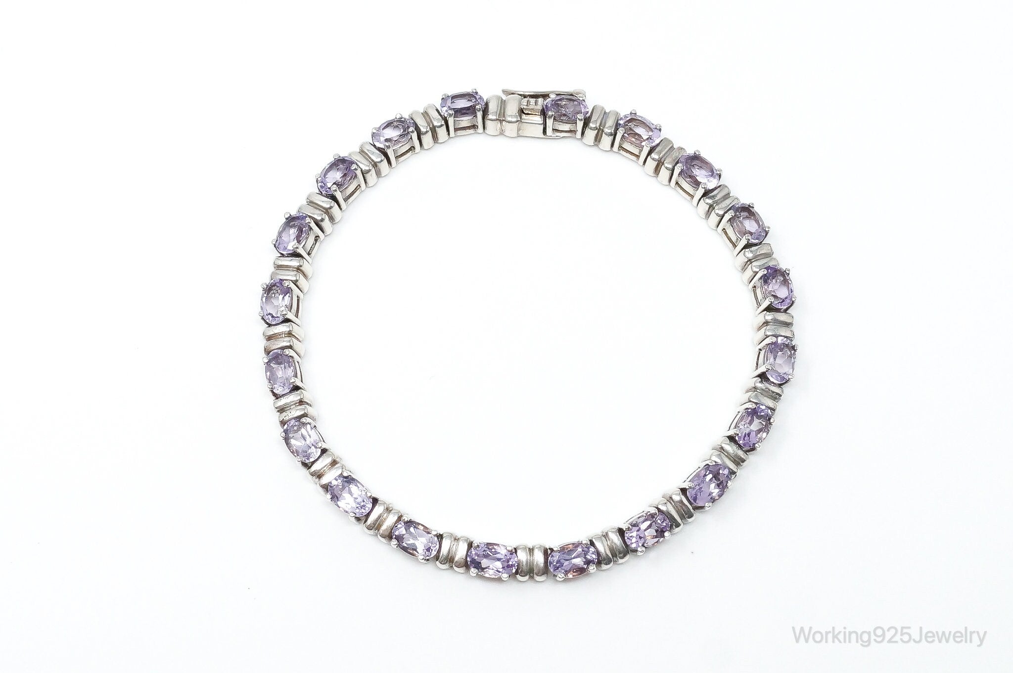 Vintage Art Deco Amethyst Sterling Silver Tennis Bracelet