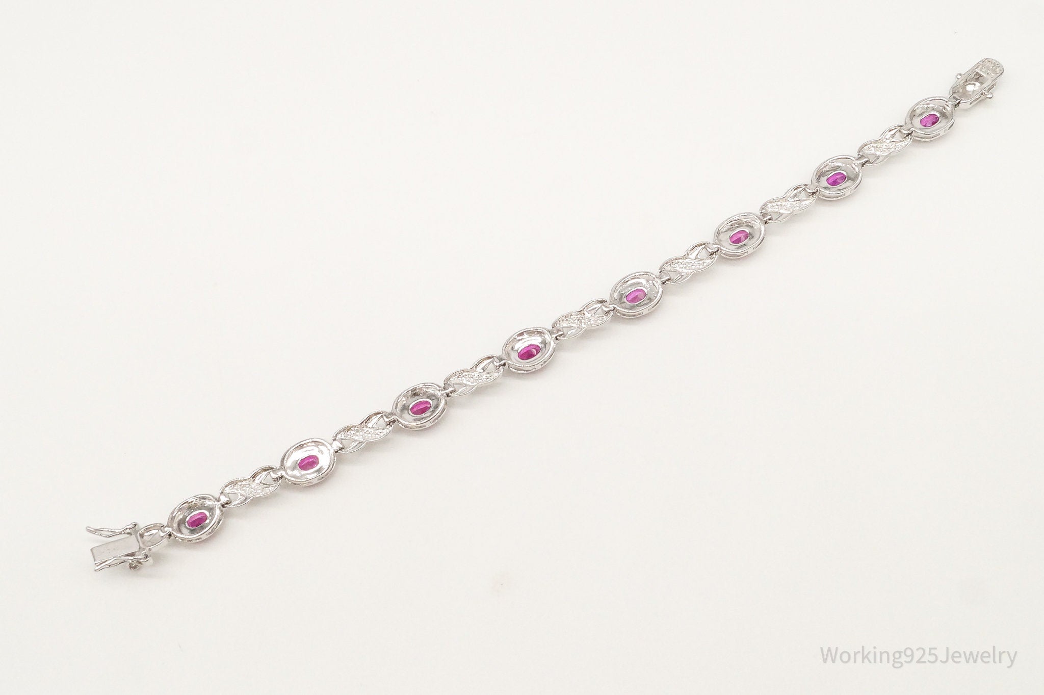 Designer Ross Simons Single Diamond Pink Topaz Sterling Silver Bracelet
