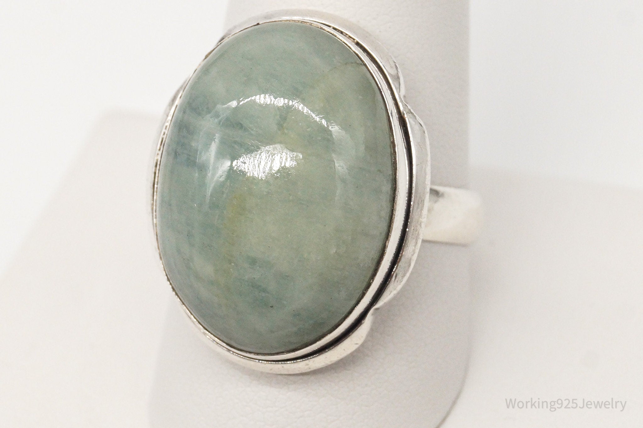 Vintage Large Amazonite Sterling Silver Ring - Size 10.25