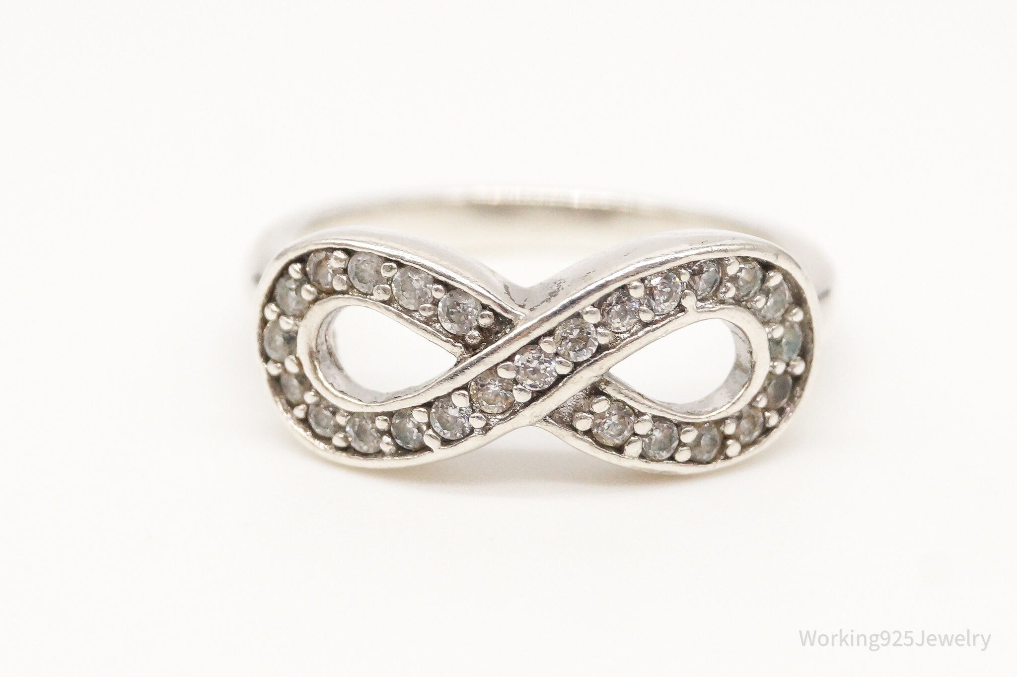 Vintage Cubic Zirconia Infinity Sterling Silver Ring - Size 5.25