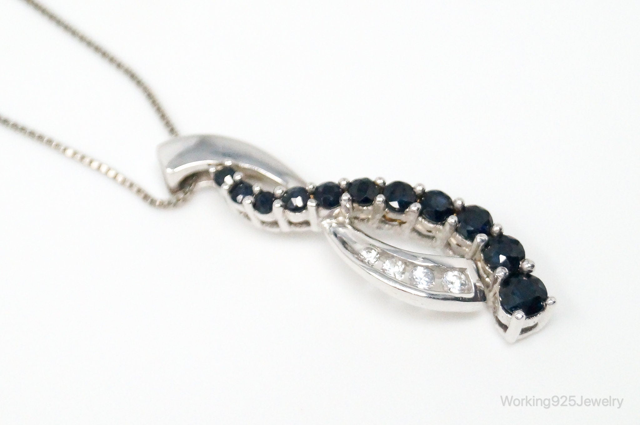 Sapphire Cubic Zirconia Sterling Silver Necklace