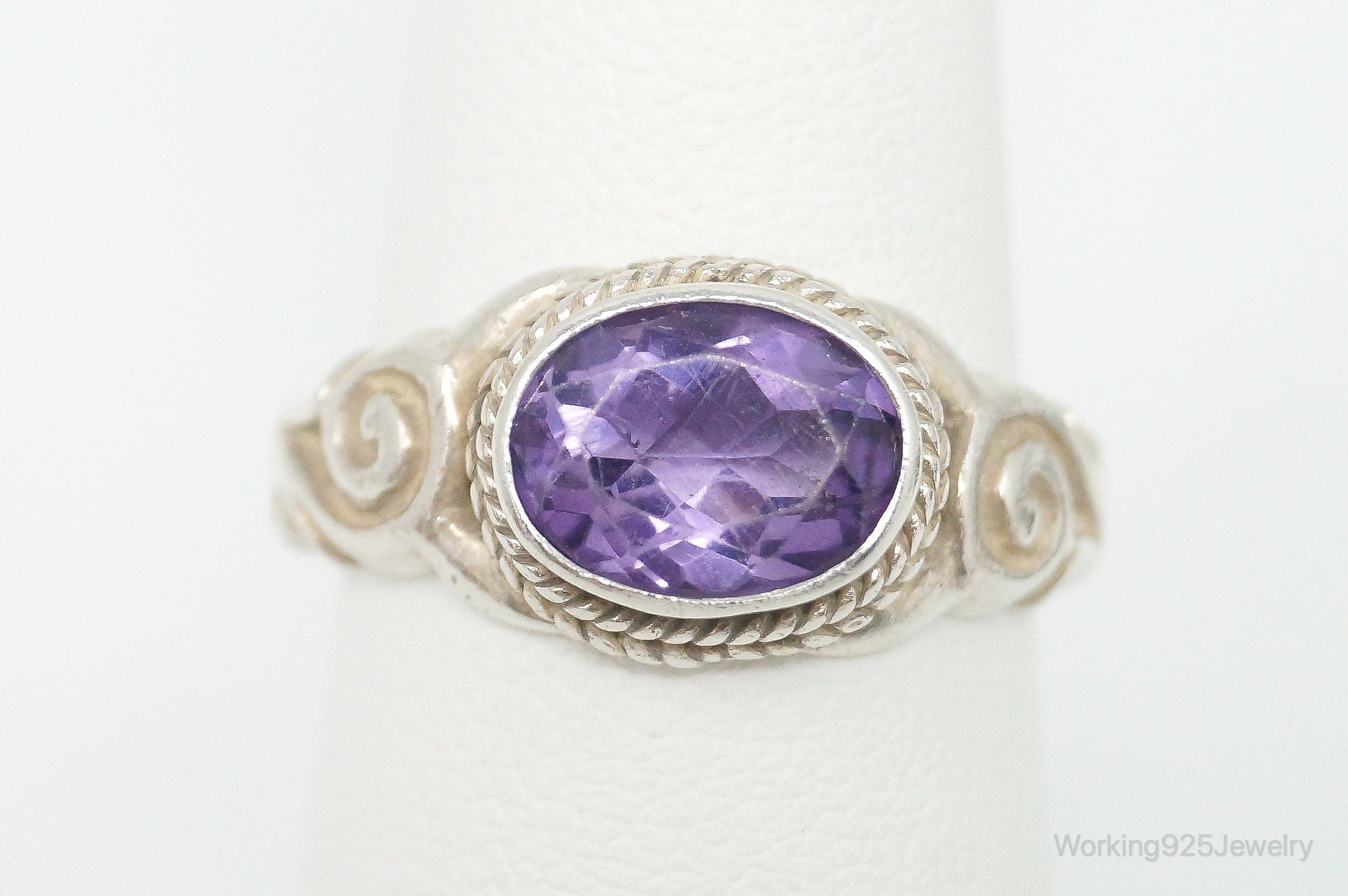 Vintage Amethyst Sterling Silver Ring Size 7