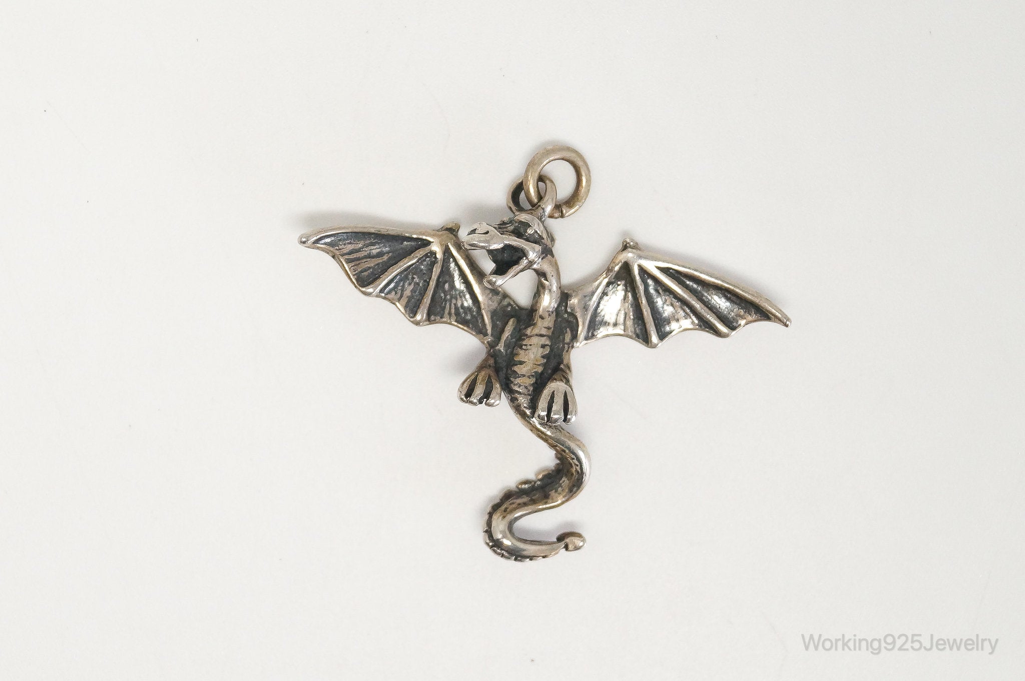 Vintage Dragon Sterling Silver Necklace Pendant