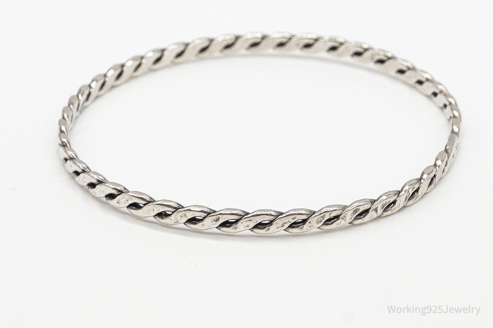 Antique Art Deco Cable Twist Sterling Silver Bracelet