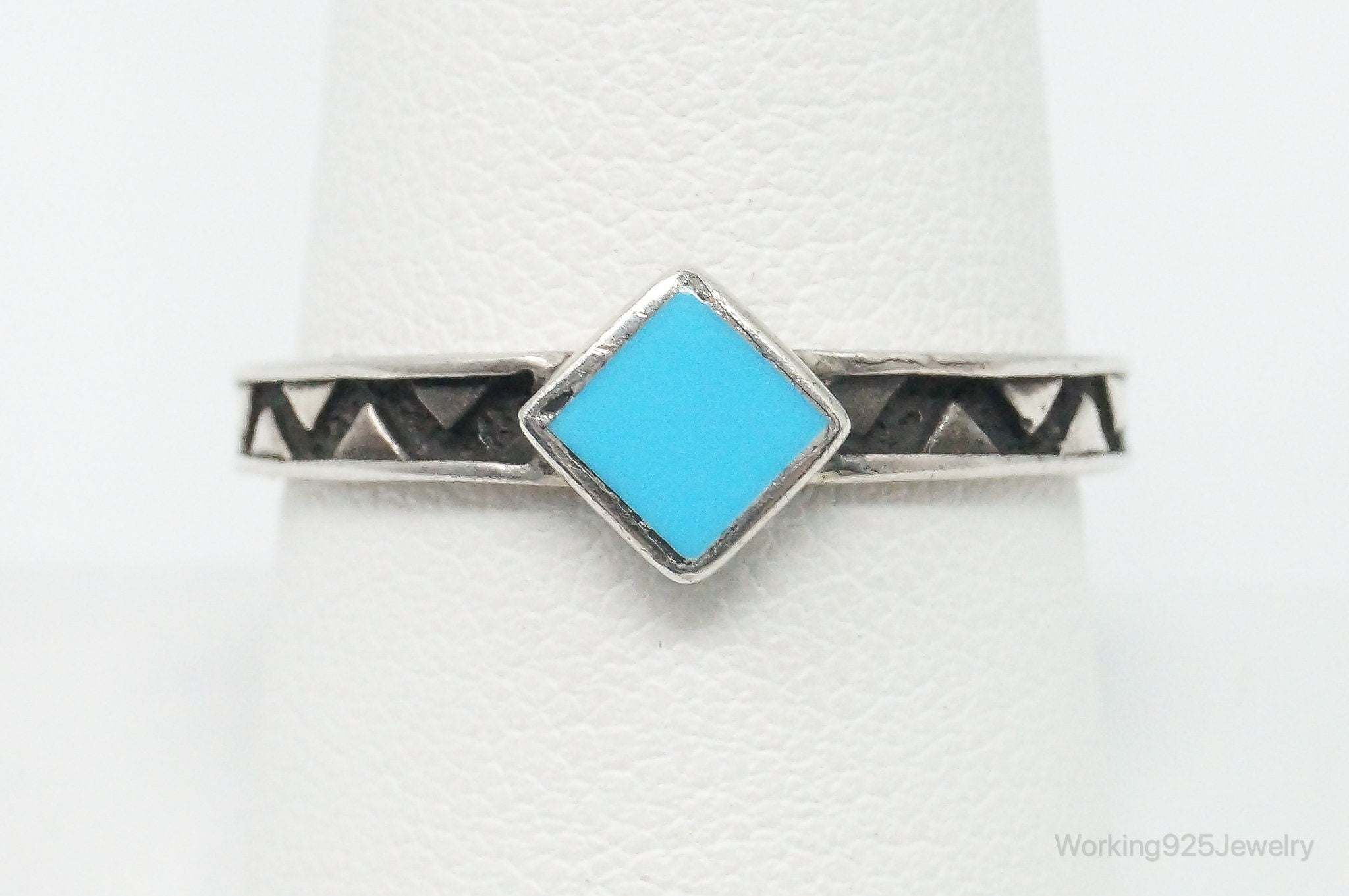 Designer Carolyn Pollack Turquoise Sterling Silver Stacker Ring - Size 9