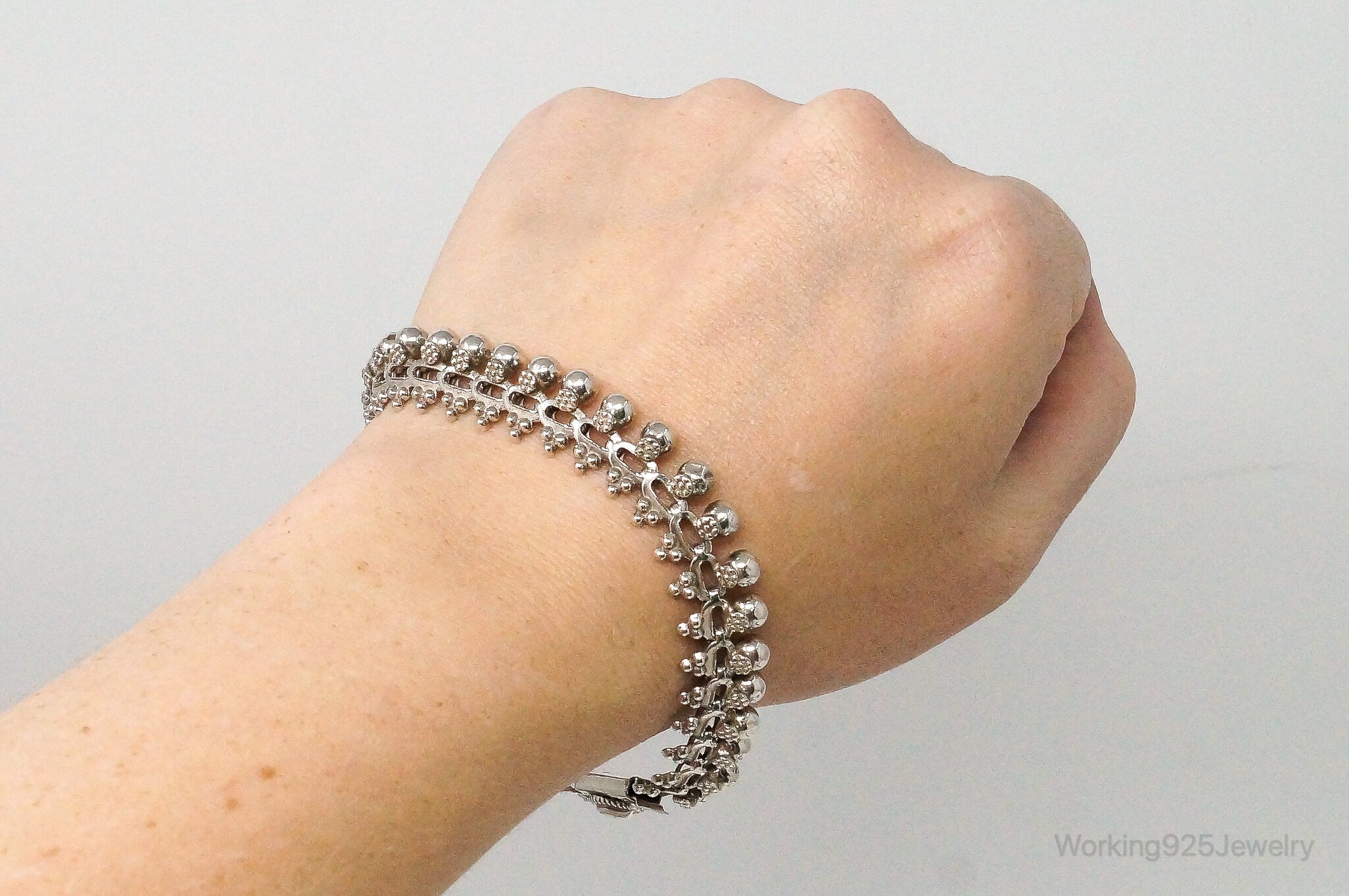 Vintage Bali Inspired Sterling Silver Bracelet Anklet