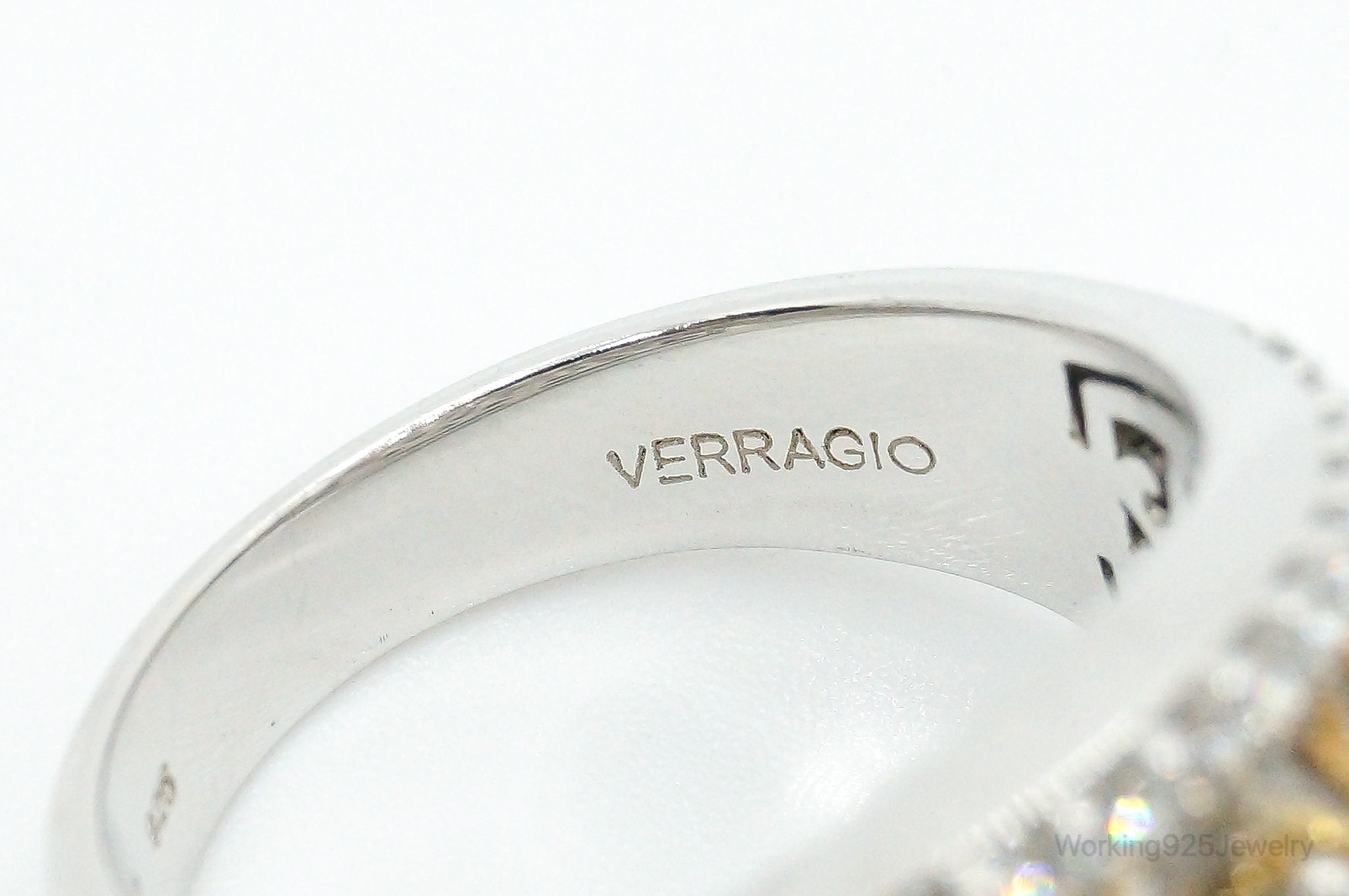 Designer Verragio Cubic Zirconia Gold Vermeil Sterling Silver Ring - SZ 9.75