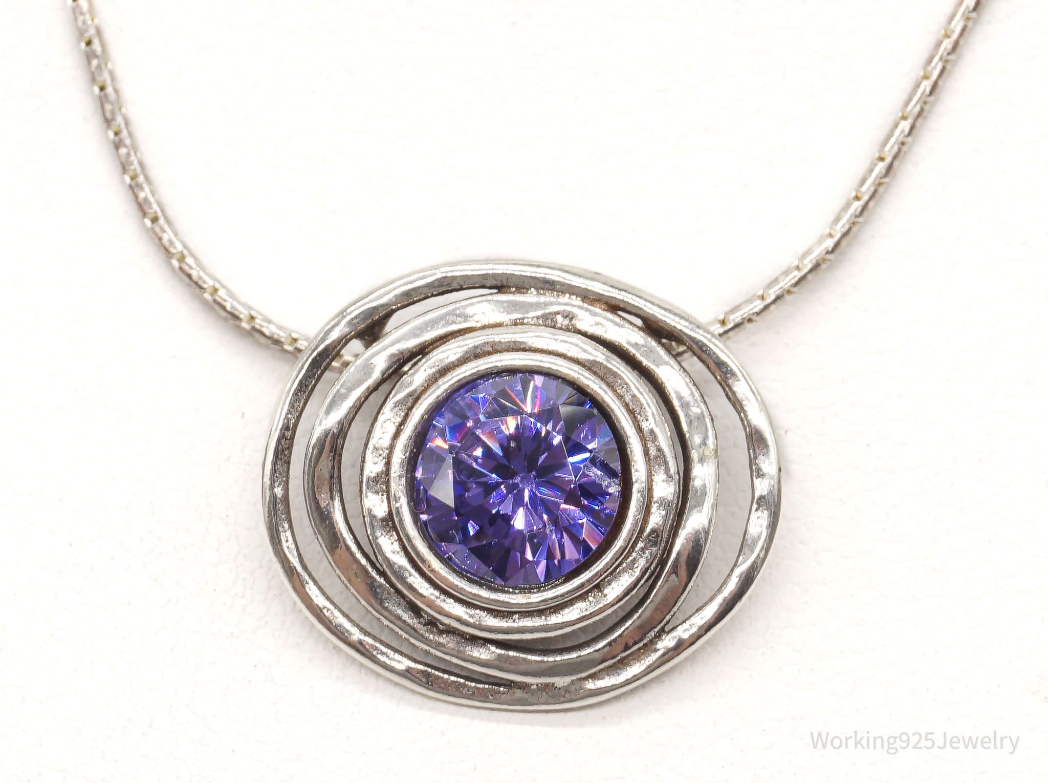 Designer Bili Purple Cubic Zirconia Sterling Silver Necklace