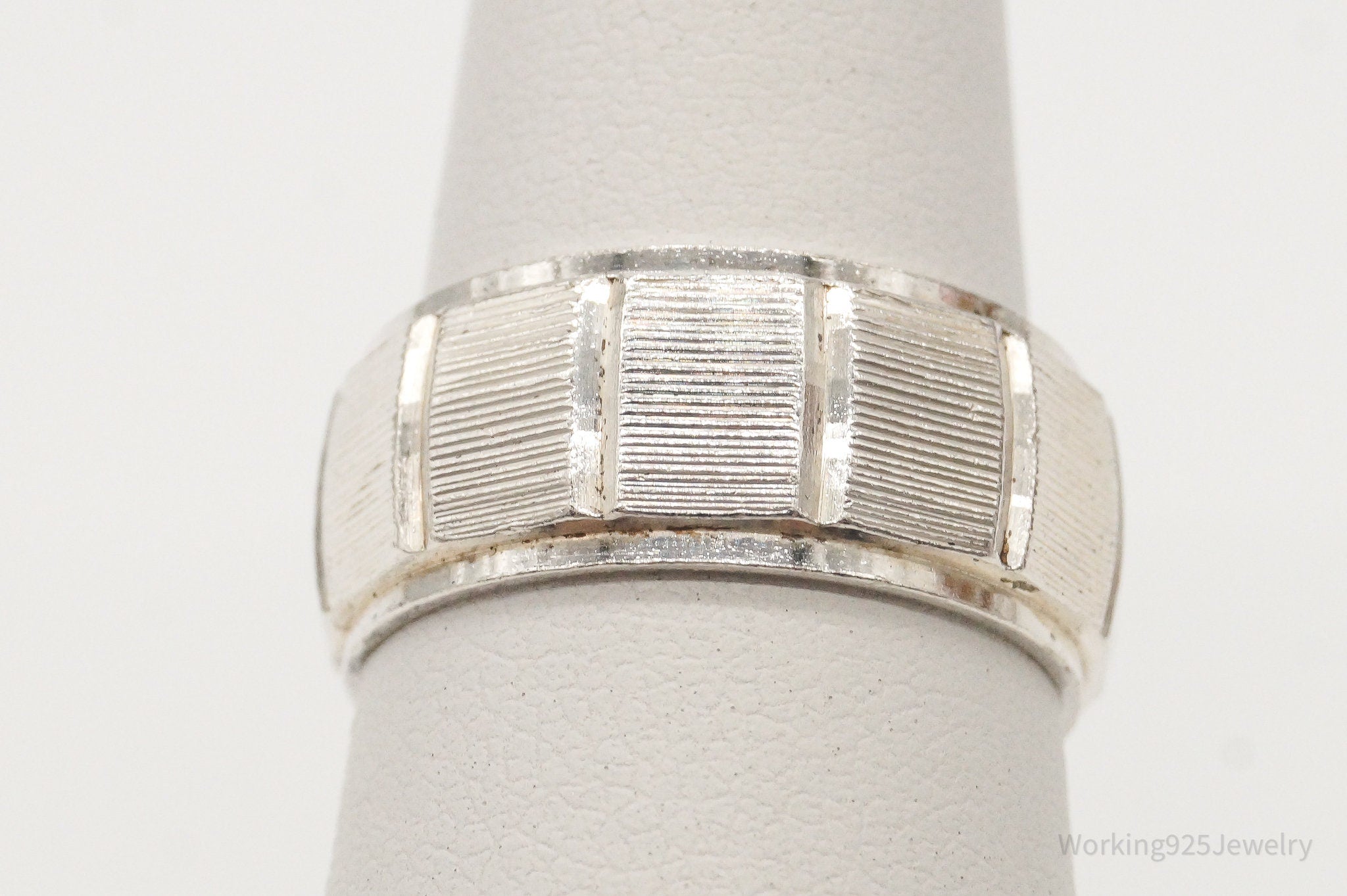 Vintage Art Deco Style 99 Fine Silver Band Ring - Size 5.75