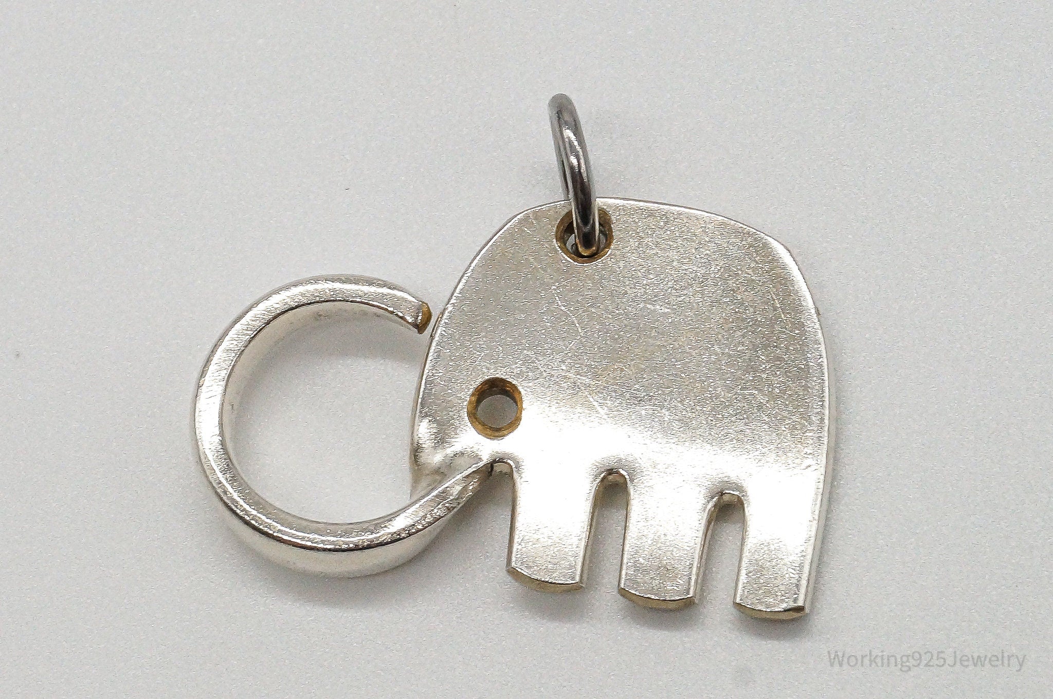 Vintage Elephant Shape Cut Sterling Silver Plated Fork Pendant