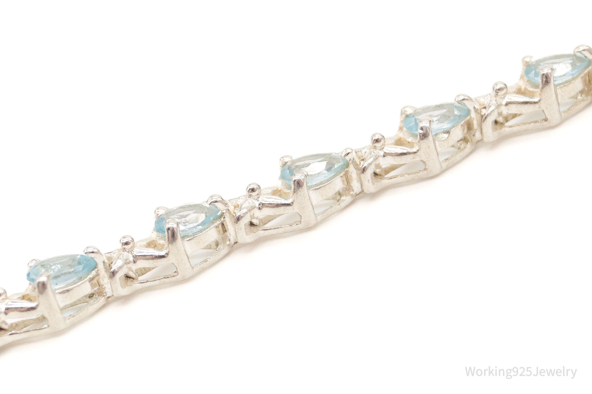 Vintage Blue Topaz Sterling Silver Tennis Bracelet