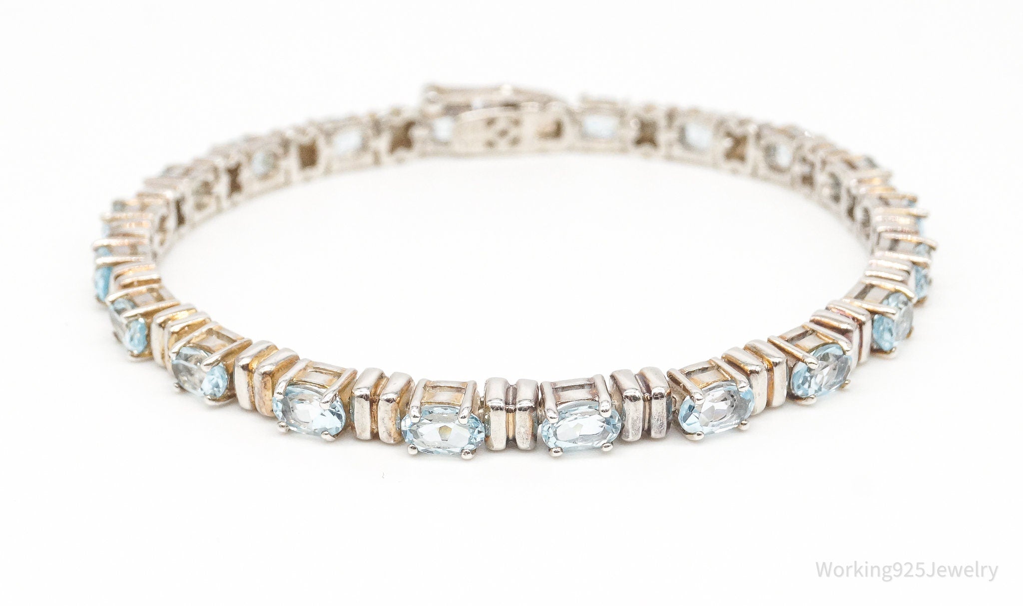 Vintage Blue Topaz Sterling Silver Bracelet